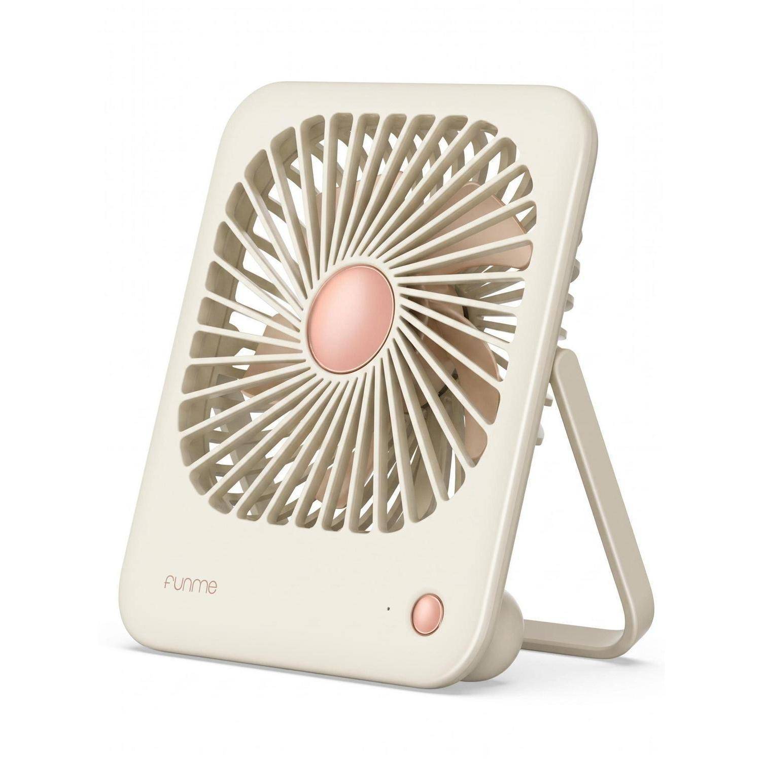 Funme Tischventilator Batterie 3000mAh für Frauen mit [Geschenkset] 180°/ 3 Geschwindigkeiten/Tragbarer Ventilator akku Sehr Leise Starkem Luftstrom