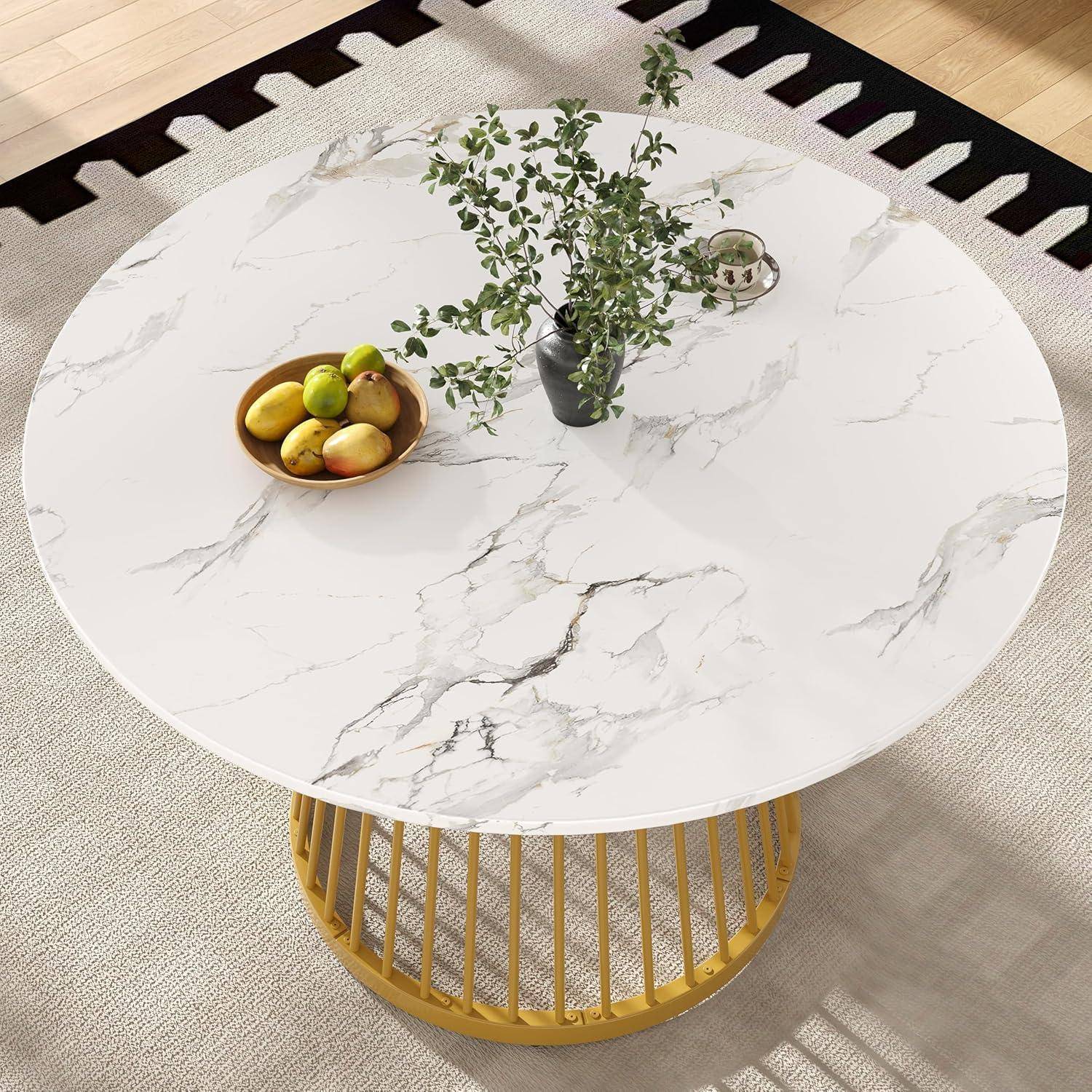 Esstisch Rund, Tisch 80x80x76, Küchentisch, Esszimmertische mit Metallbeinen, Wohnzimmer Tisch Rund, Esstisch Holz für Esszimmer, Wohnzimmer, Küche