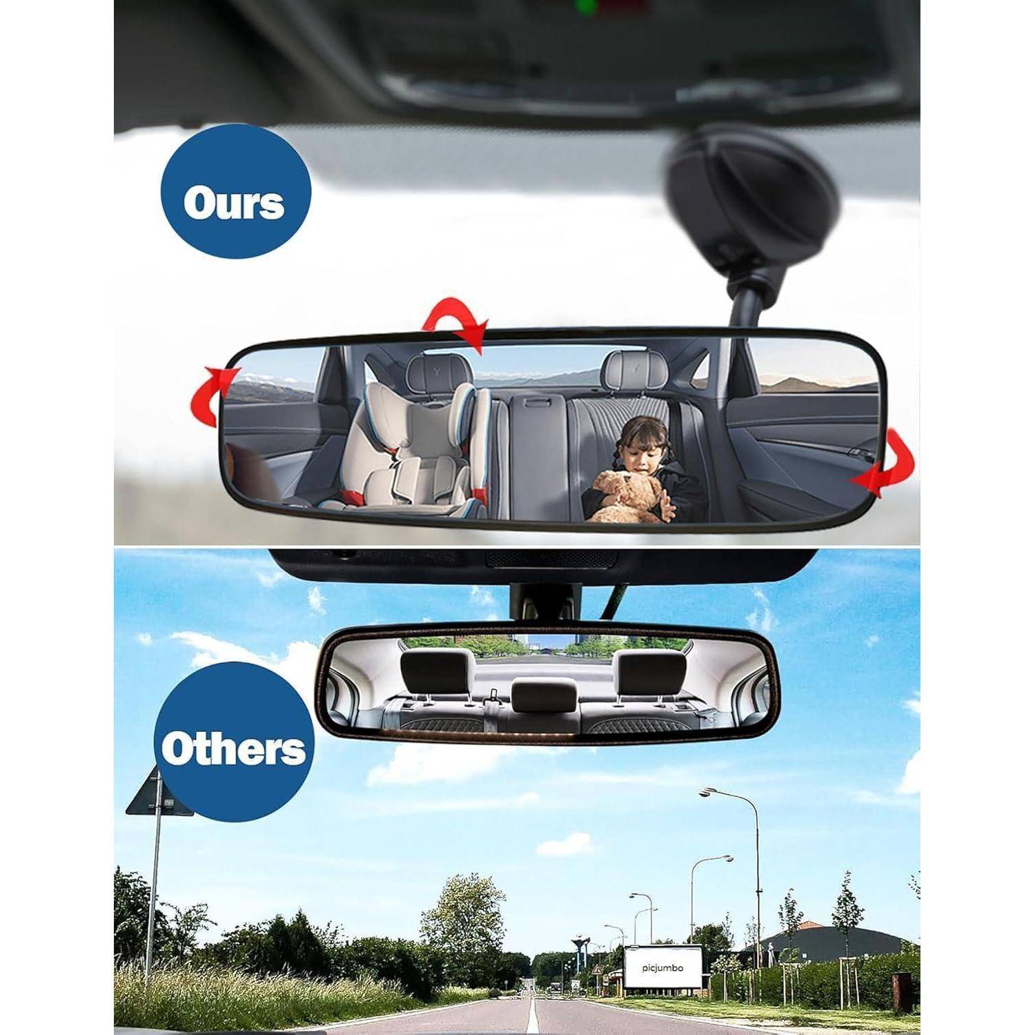 Yuentoen Rückspiegel Auto mit Starker Saugnapf,Universal Innenspiegel 360° Drehbarer Fahrlehrer für Auto, SUV, CRV, Vans, Trucks,253 x 63 mm