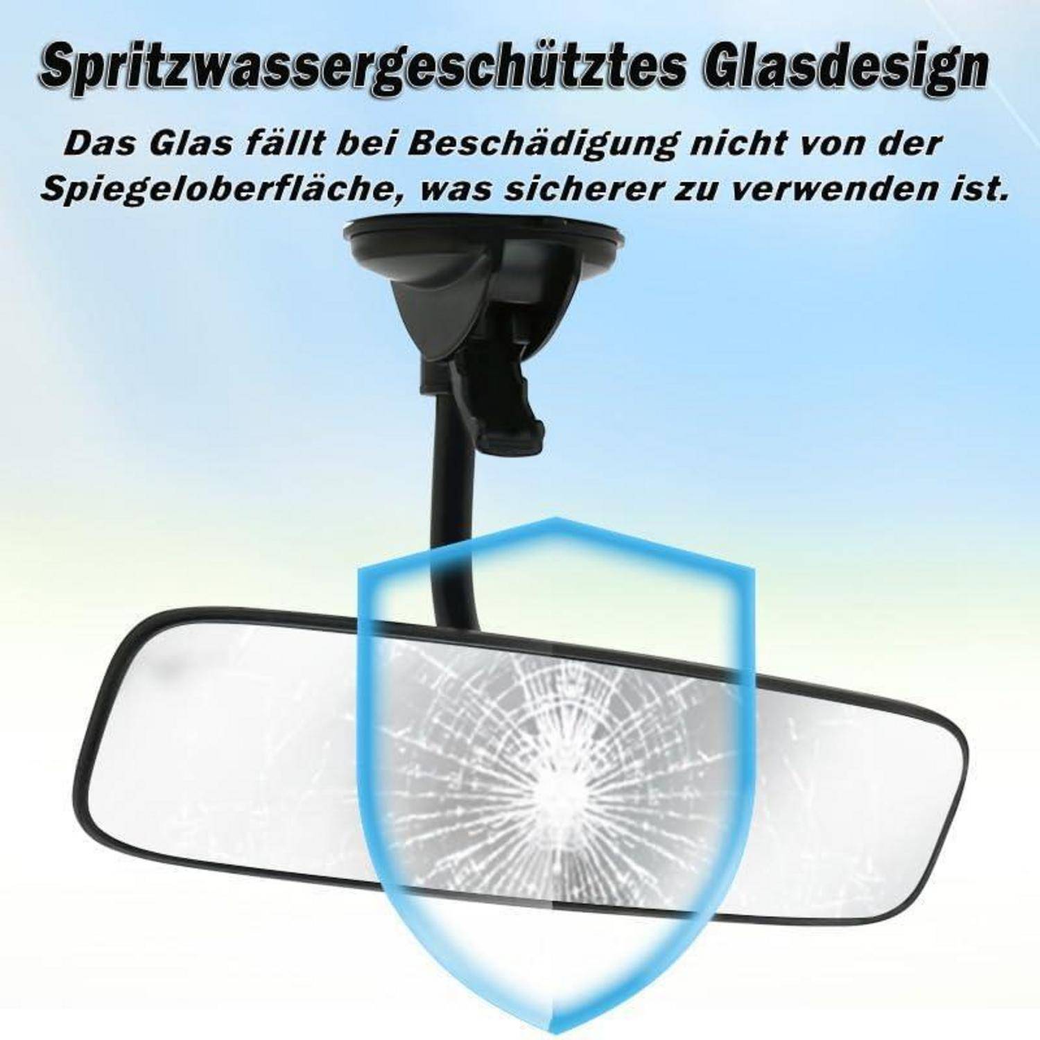 Yuentoen Rückspiegel Auto mit Starker Saugnapf,Universal Innenspiegel 360° Drehbarer Fahrlehrer für Auto, SUV, CRV, Vans, Trucks,253 x 63 mm