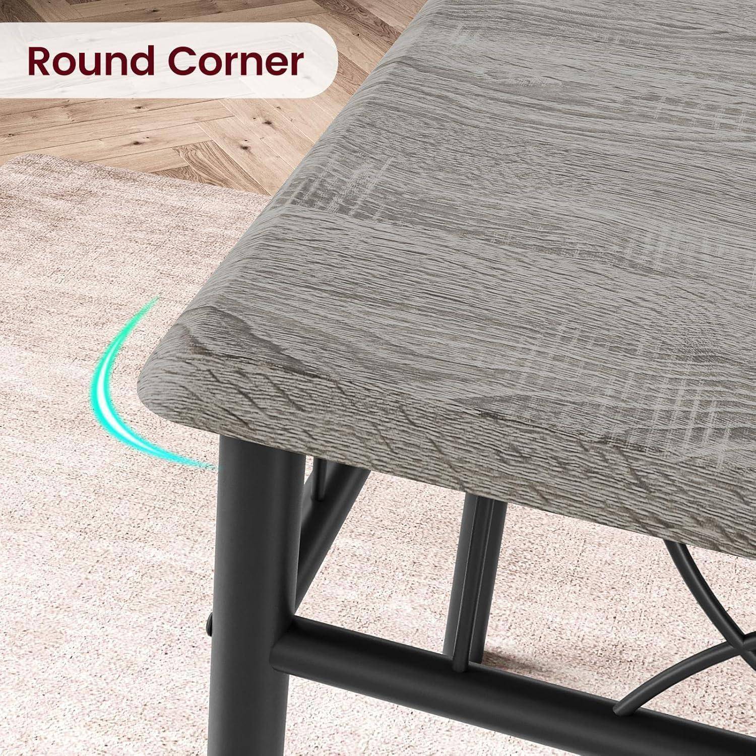 Kitchen Table Set for 2 Mit Kleinem Esstisch, Tisch- Und Stuhlset Für 2, Quadratischer Esstisch Mit Stühlen Für Kleine Räume Grau
