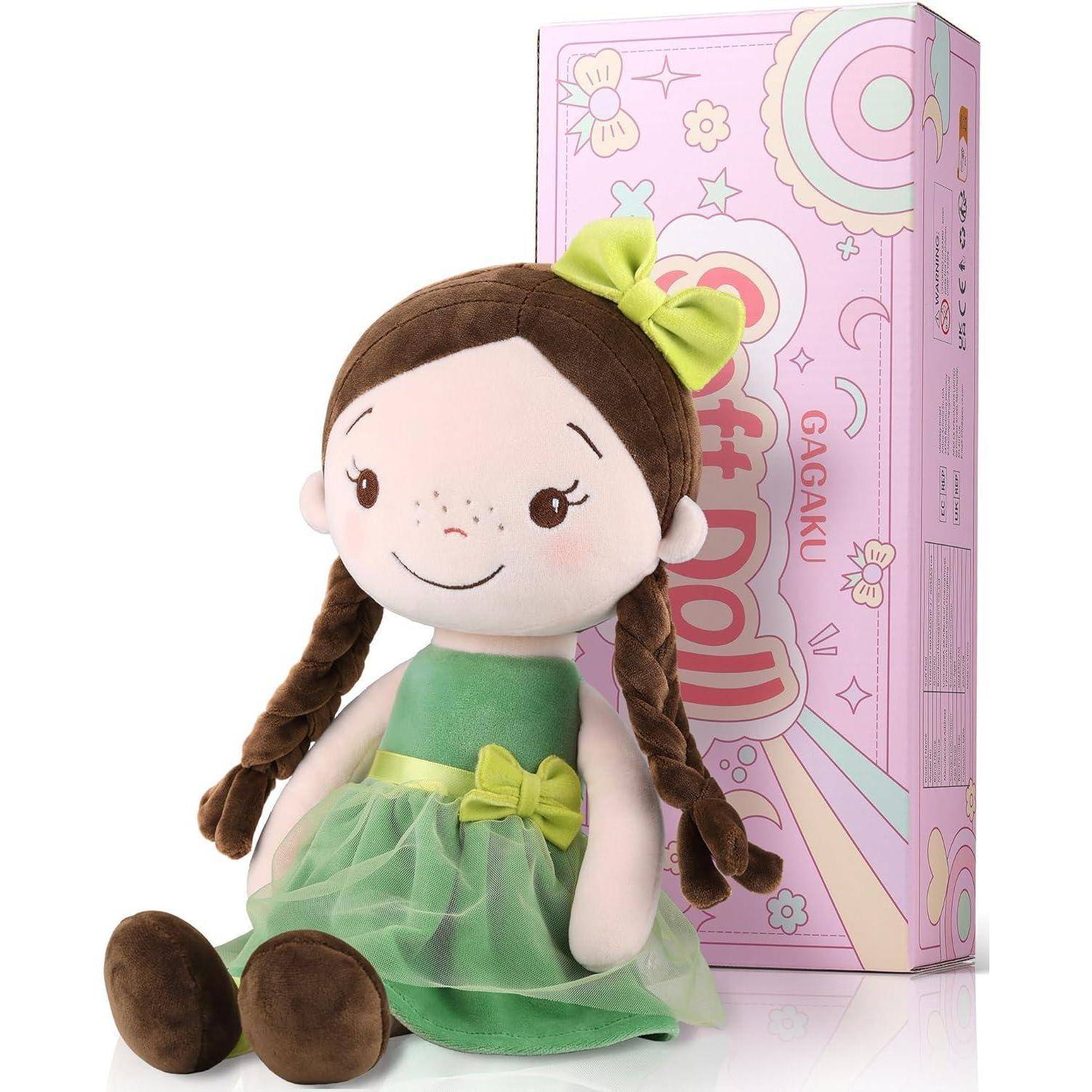 GAGAKU 40 cm Weiche Stoffpuppe, Schutzengelpuppen, Taufgeschenk für Baby Mädchen, Kuscheltier, Glücksbringer für Kinder von 3-5 Jahren (40 cm Wald