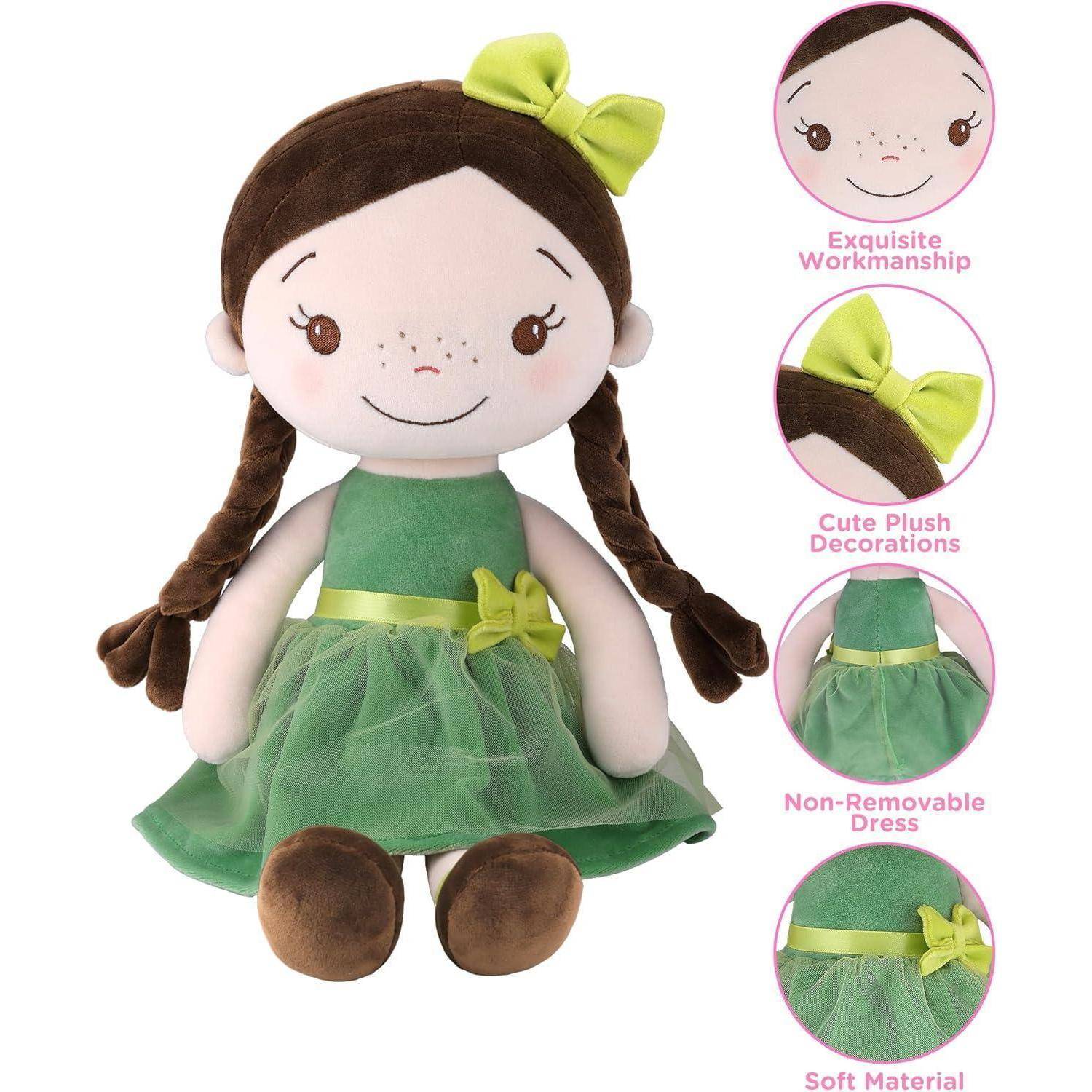 GAGAKU 40 cm Weiche Stoffpuppe, Schutzengelpuppen, Taufgeschenk für Baby Mädchen, Kuscheltier, Glücksbringer für Kinder von 3-5 Jahren (40 cm Wald