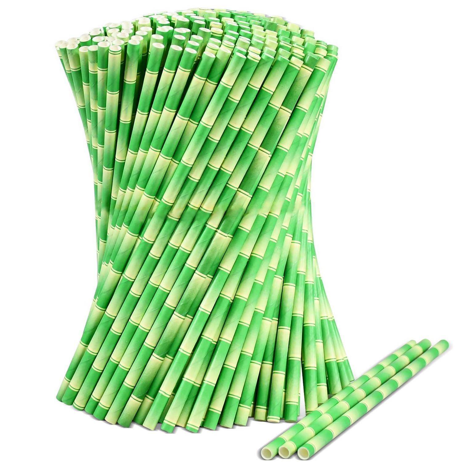 Grüne Bambus Trinkhalme aus Papier, 19,7 x 0,6 cm, 1000 Stück – für Cocktails, Limonaden, Säfte, Getränke, Bars und Restaurants Grüner Bambus