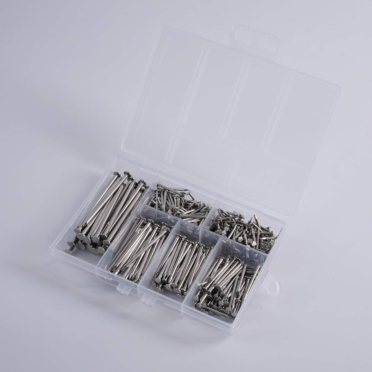 OMOTOOL 304 Edelstahl stahlnägel Set (480 Stück), Bild hängende Nägel, Wand Nägel Kit, 6 Größen