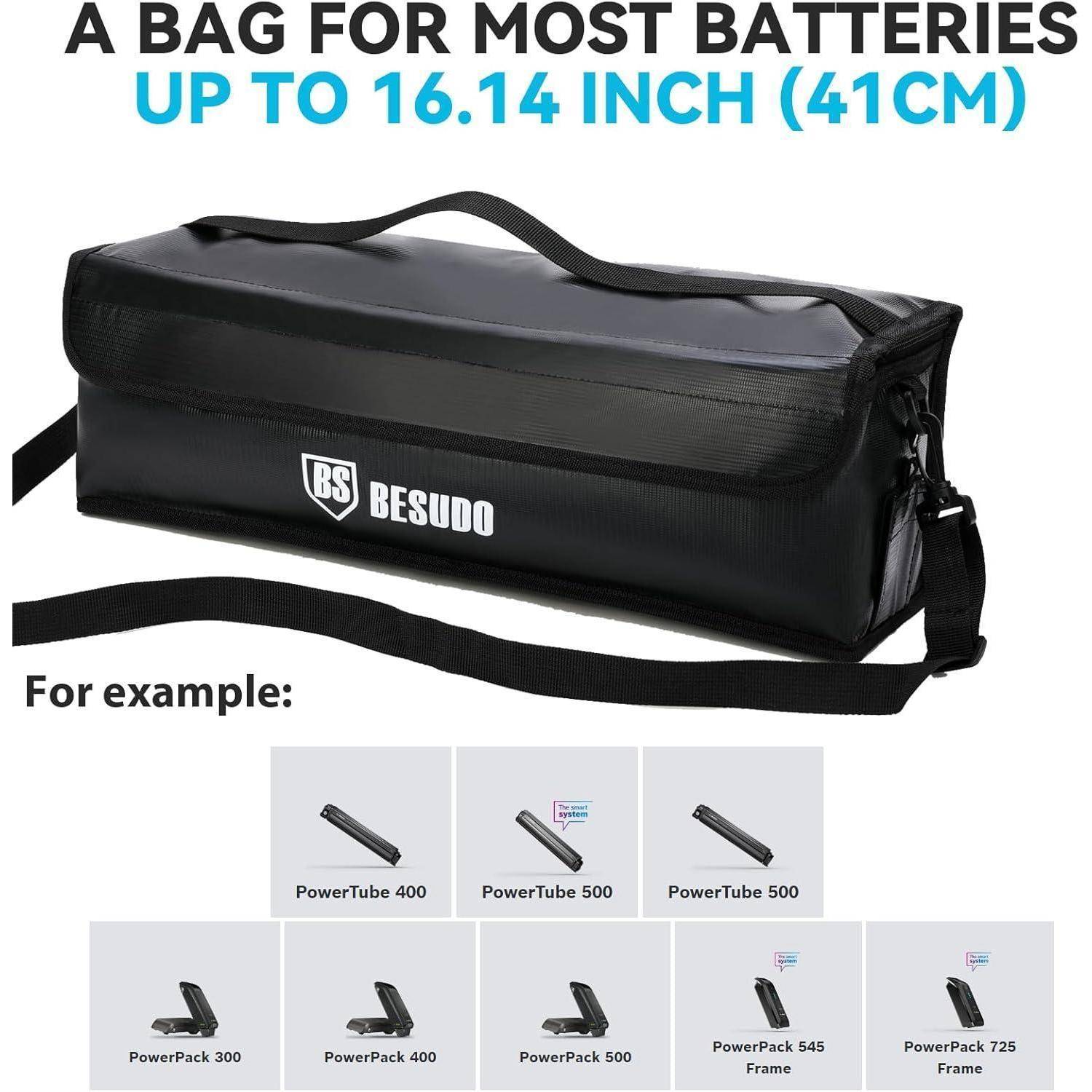 Besudo E-Bike Akku Tasche Schutztasche Sicherheitstasche für Lagerung, Transport, Aufladung, E-Bike Zubehör-M ‎Größe M - Bis zu 1000℃