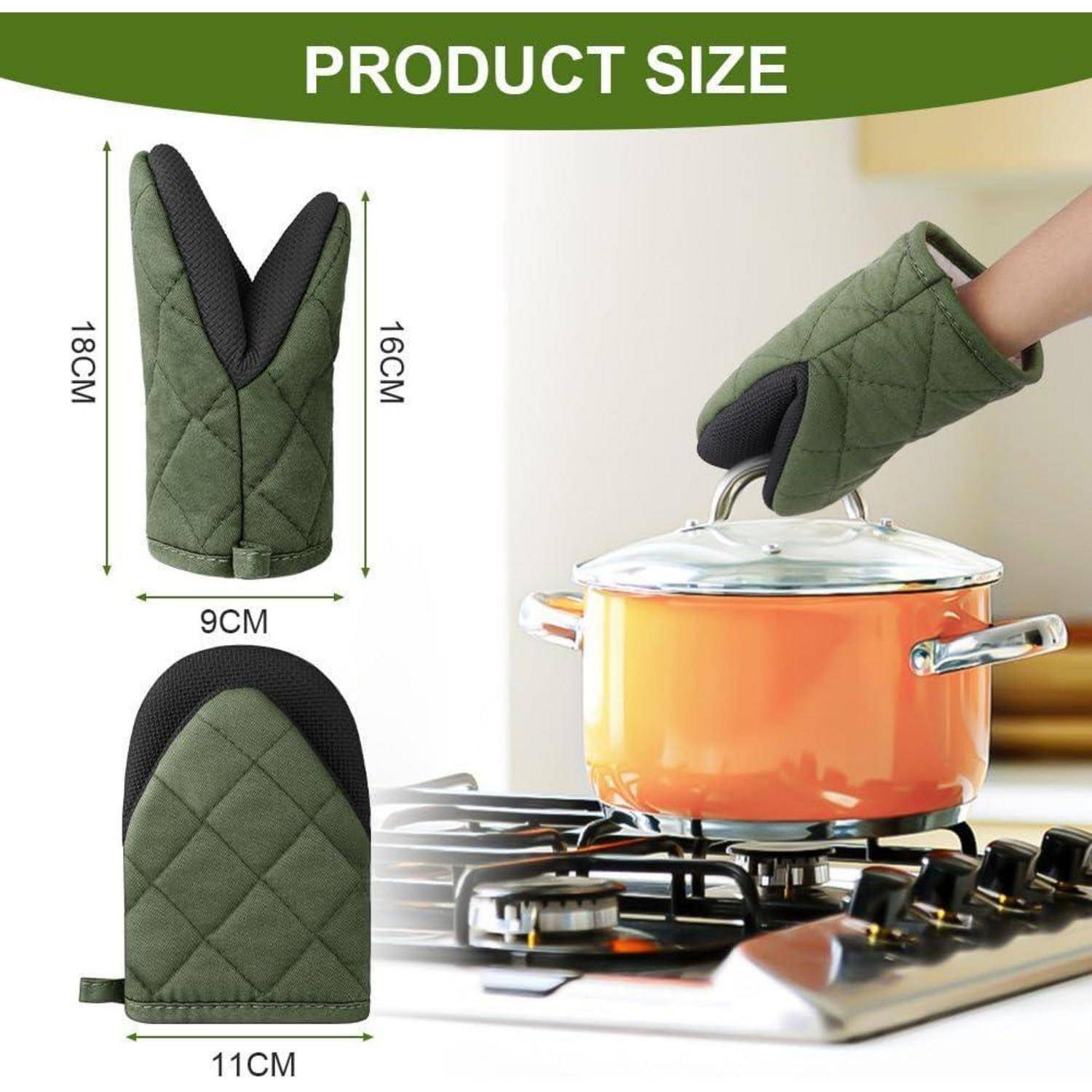 AUAUY 1 Paar Ofenhandschuhe, Topflappen Handschuh, Hitzebeständige Küchen Ofenhandschuhe für 220°C/428°F, Baumwolle rutschfeste Griffflächen und