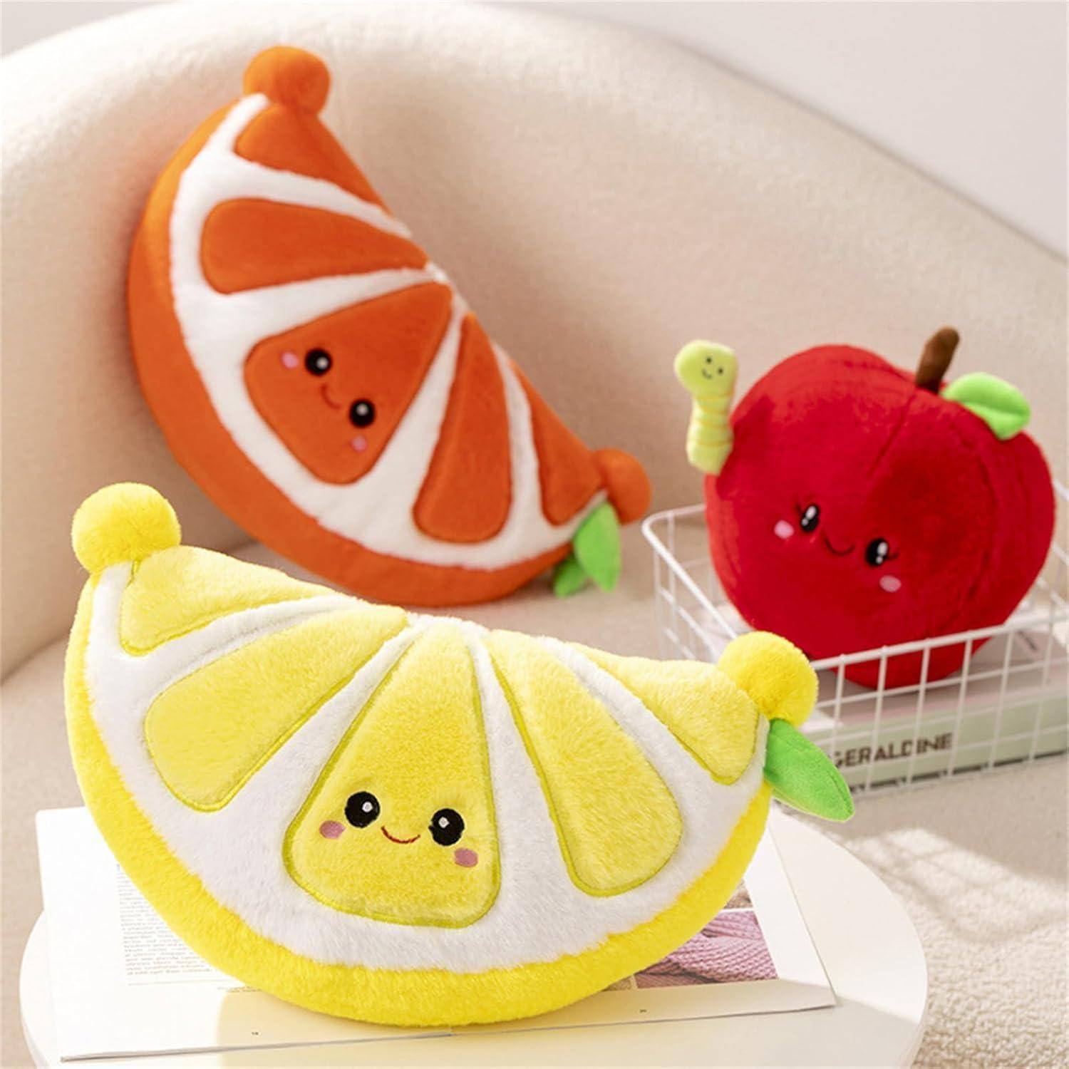 Herfair Obst Plüschtiere, Früchte Kuscheltier Kreativ Plüsch Kissen Kuschelkissen Kinder Kawaii Plüschkissen Spielzeug Geschenk für Jungen und M
