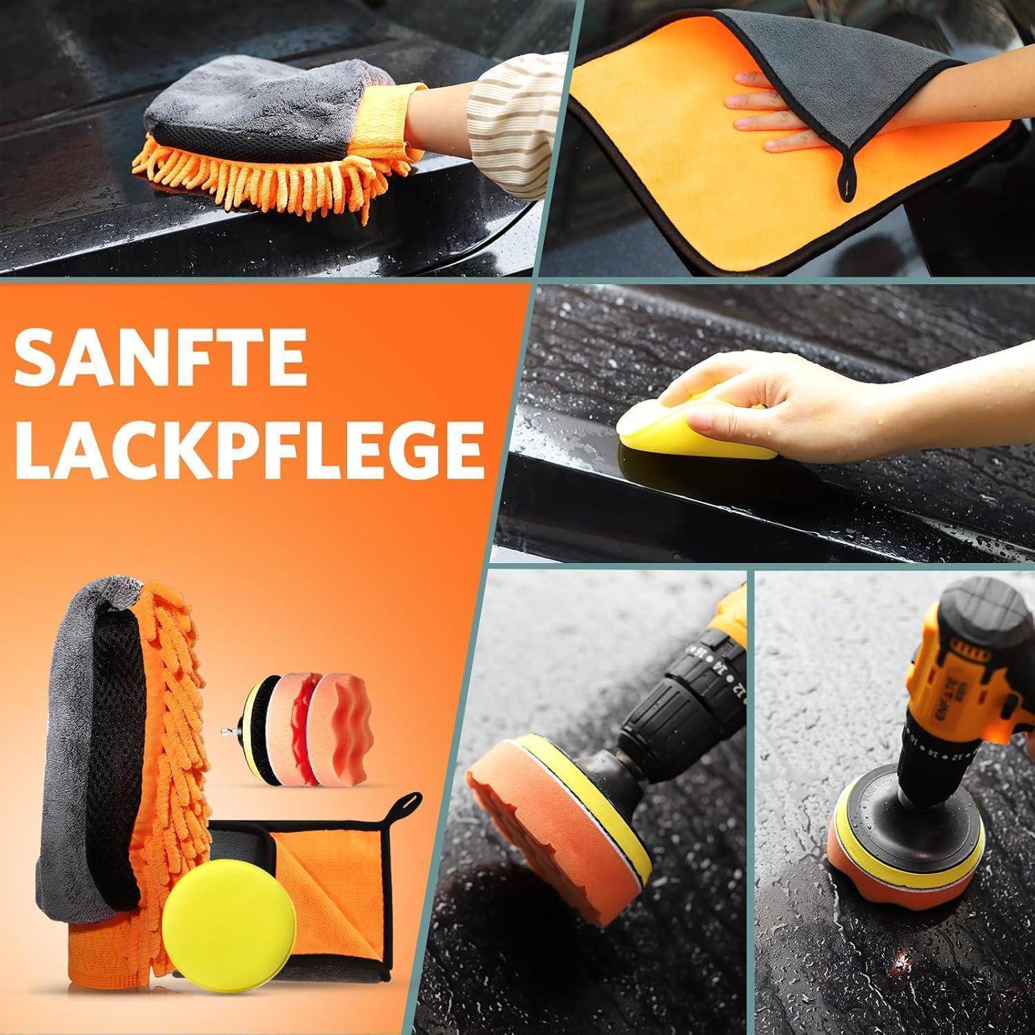 Auto Reinigungsset, 25 Pcs Autopflege Set, Auto Waschen Set Auto Putz Set mit Detailing Pinsel für Auto Reinigung Innenraum und Außen, Lüftungsschl