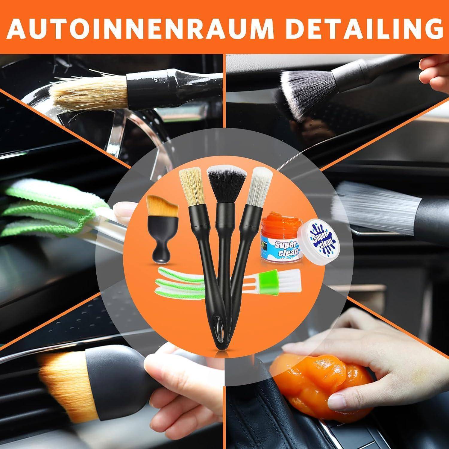 Auto Reinigungsset, 25 Pcs Autopflege Set, Auto Waschen Set Auto Putz Set mit Detailing Pinsel für Auto Reinigung Innenraum und Außen, Lüftungsschl