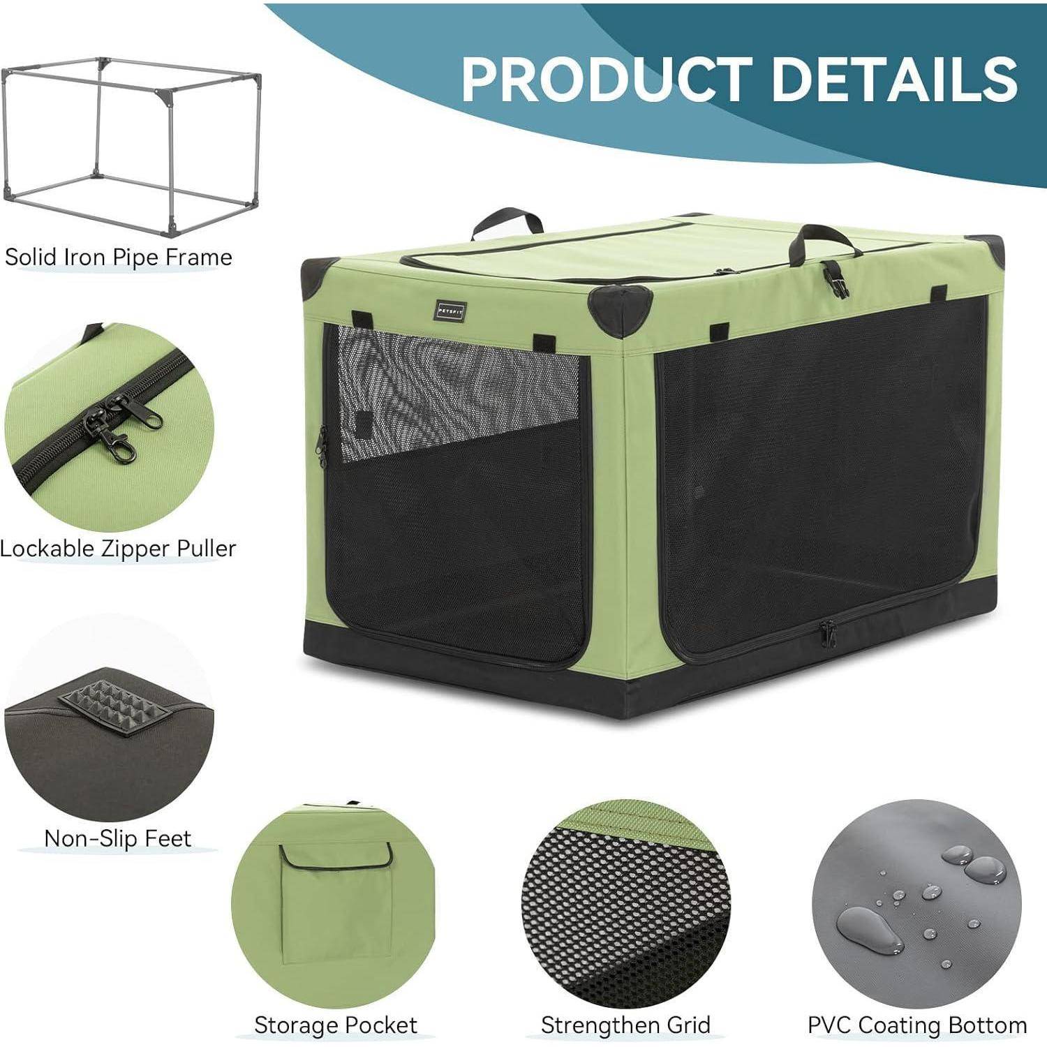 Petsfit Travel Pet Home, Innen- und Außenkiste für Large Dog Green 90cm x 60cm x 59cm Grün L