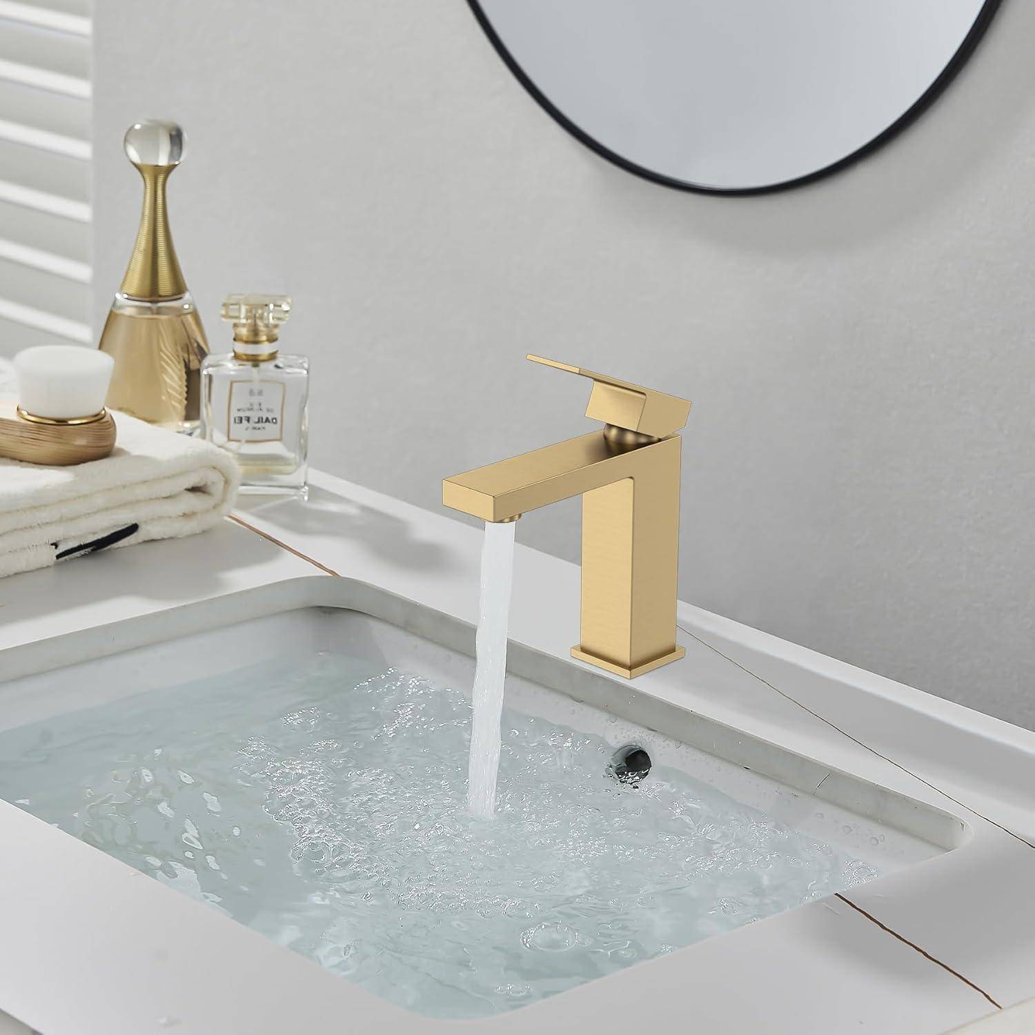 Wasserhahn Bad Gold - Waschtischarmatur Mit Geräuscharmem Keramischem Ventilkern, Mischbatterie Waschbecken