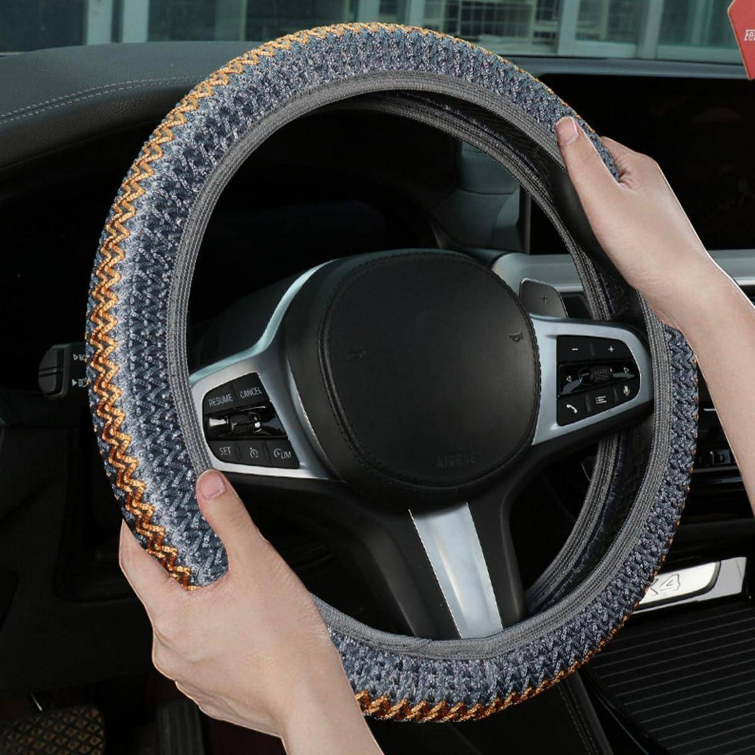JNNJ Atmungsaktive Mikrofaser Ice Silk Lenkradabdeckung, Elastische Lenkradabdeckung Ohne Innenring Universal Für Frauen Und Männer, EIS Seide Auto