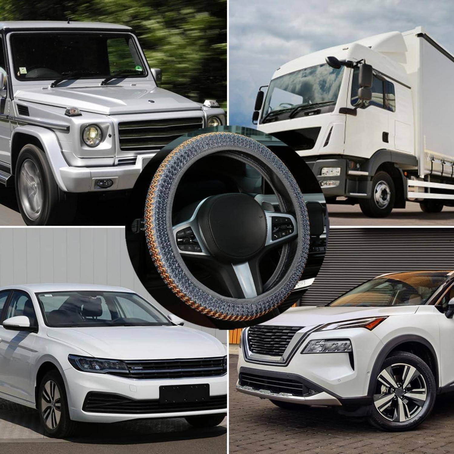 JNNJ Atmungsaktive Mikrofaser Ice Silk Lenkradabdeckung, Elastische Lenkradabdeckung Ohne Innenring Universal Für Frauen Und Männer, EIS Seide Auto