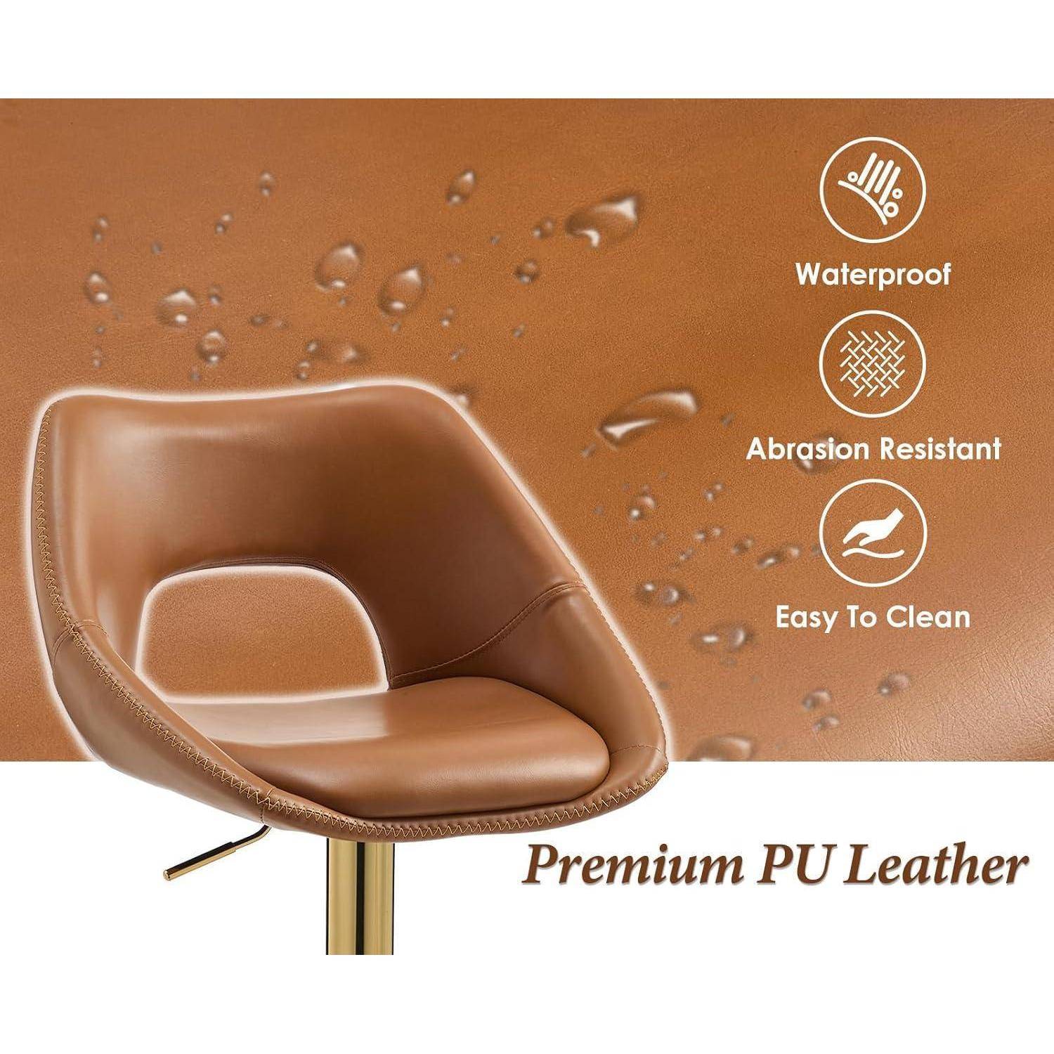 360°Drehbar Barhocker 2er Set, Barstuhl Hochstuhl PU Kunstleder Höhenverstellbar mit Rückenlehne, Moderner Bar Stool für Esszimmer Küche Bistro T