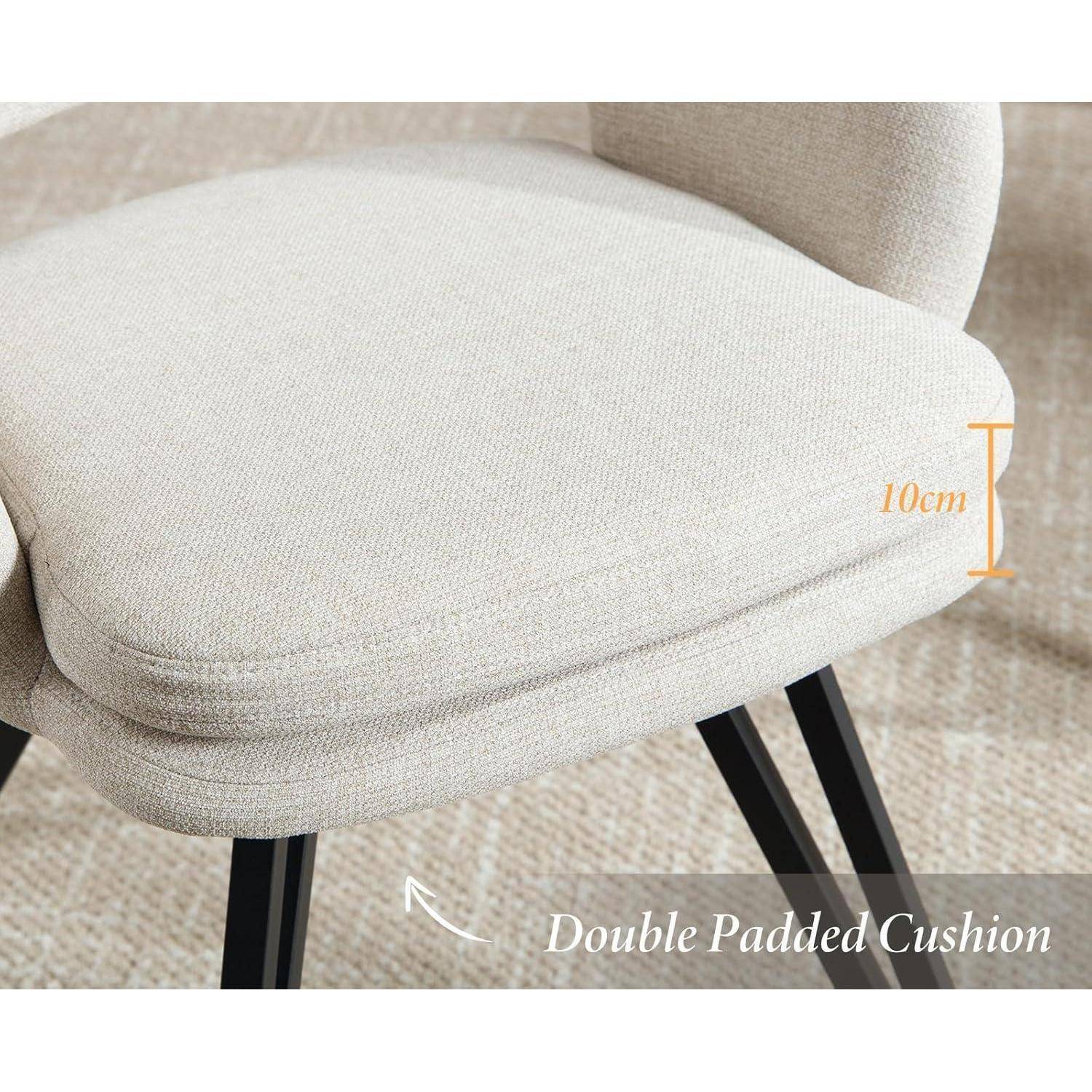 chairus 2er Set Esszimmerstühle Akzentstühle für Esszimmer Küchenstühle aus Leinen Polsterstühle mit Rückenlehne für Wohnzimmer Küche (Haferm