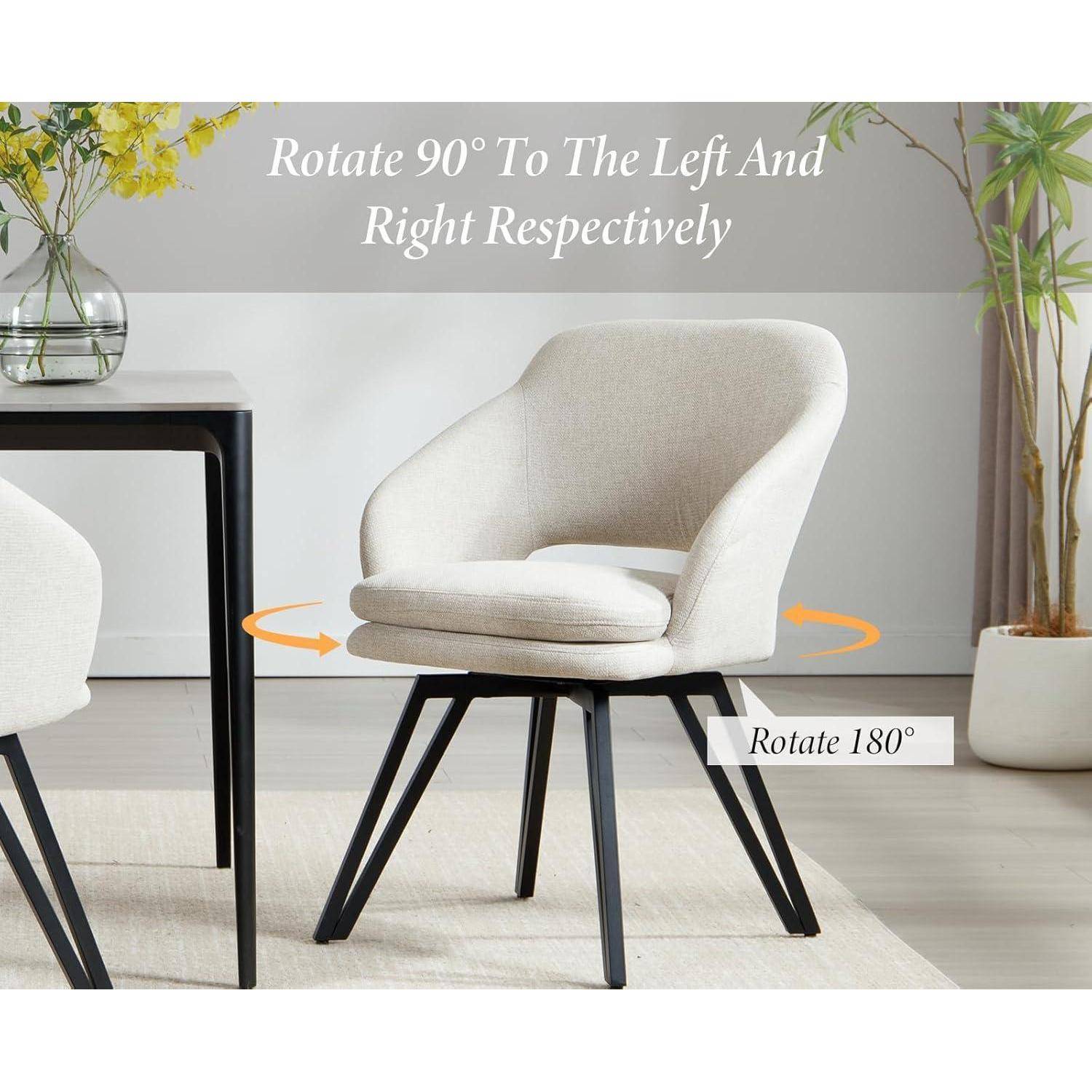 chairus 2er Set Esszimmerstühle Akzentstühle für Esszimmer Küchenstühle aus Leinen Polsterstühle mit Rückenlehne für Wohnzimmer Küche (Haferm
