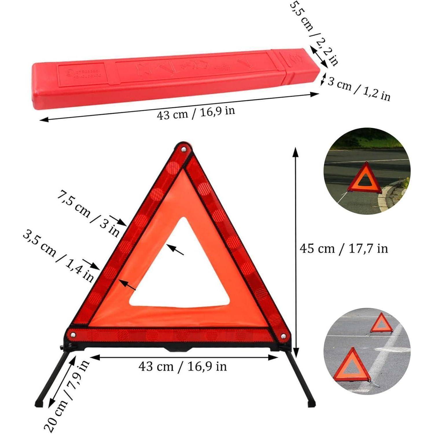 Warndreieck Mit, Warndreieck Kfz, Mit Aufbewahrungsbox, Faltbarer, Für Warnschilder, Schneller Aufbau, Leicht und Effektiv Unfall-Pannenhilfe Gadget