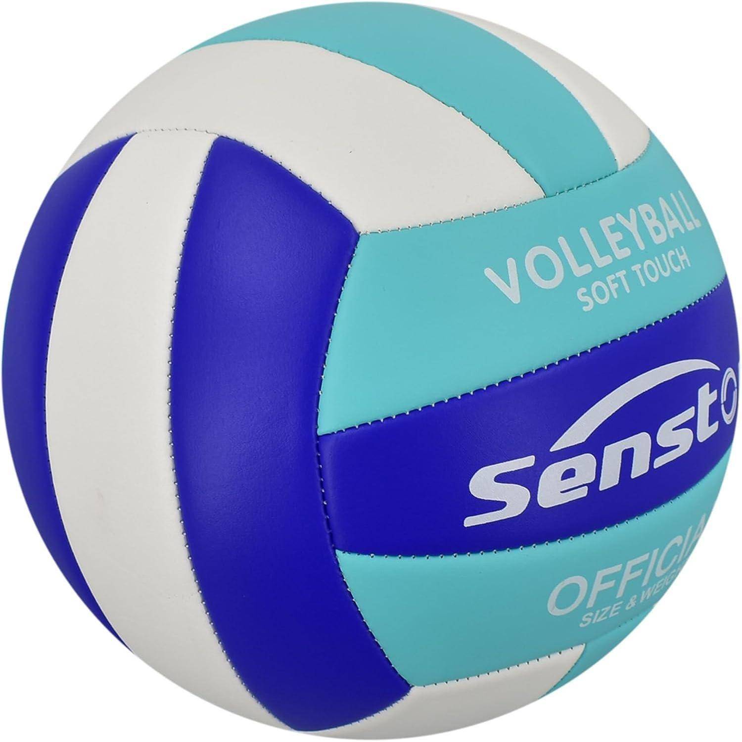 Blauer, weißer und aquamariner Volleyball mit der Aufschrift „VOLLEYBALL SOFT TOUCH