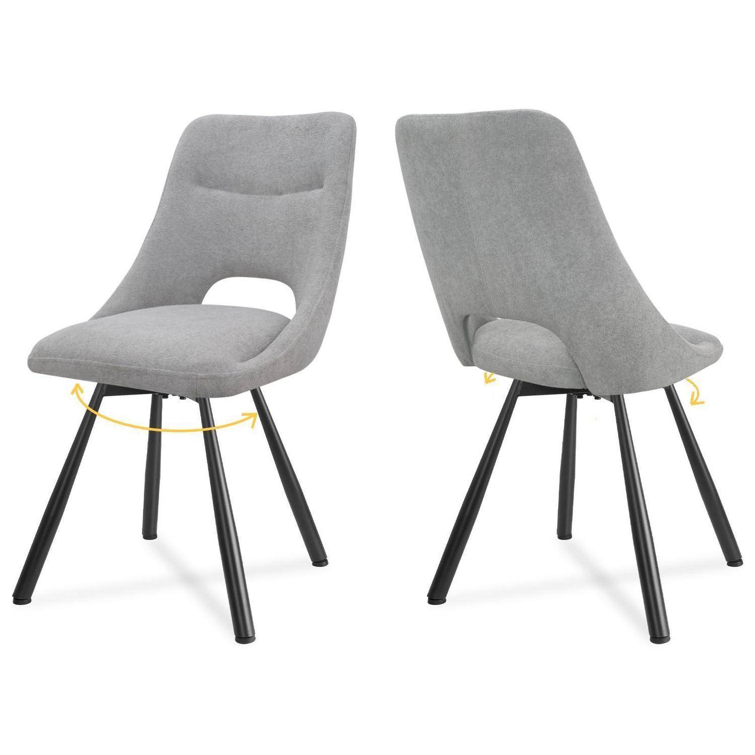 LEWE Esszimmerstühle drehbar 2er Set, 360° Drehstuhl, Küchenstuhl, Ergonomischer Polsterstuhl, armlos, Esszimmer Wohnzimmer Schlafzimmer, Kaschmir-