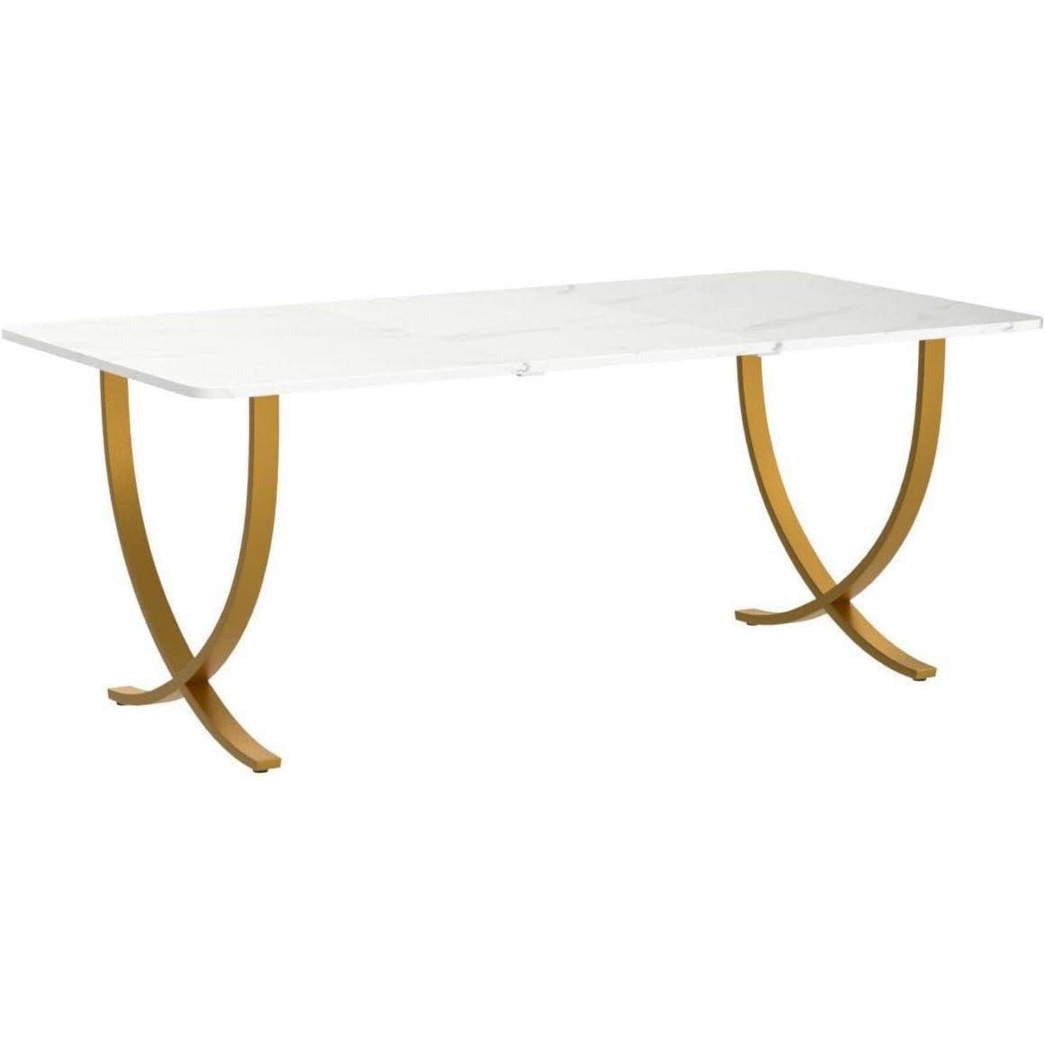 Tribesigns Schreibtisch Computertisch, 160 x 80 x 75 cm Modern PC Tisch Bürotisch Arbeitstisch Esstisch mit Tischplatte aus Kunstmarmor und