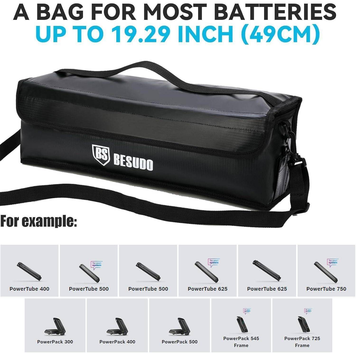 Besudo E-Bike Akku Tasche Schutztasche Sicherheitstasche für Lagerung, Transport, Aufladung, E-Bike Zubehör-L ‎‎Größe L - Bis zu 1000°C