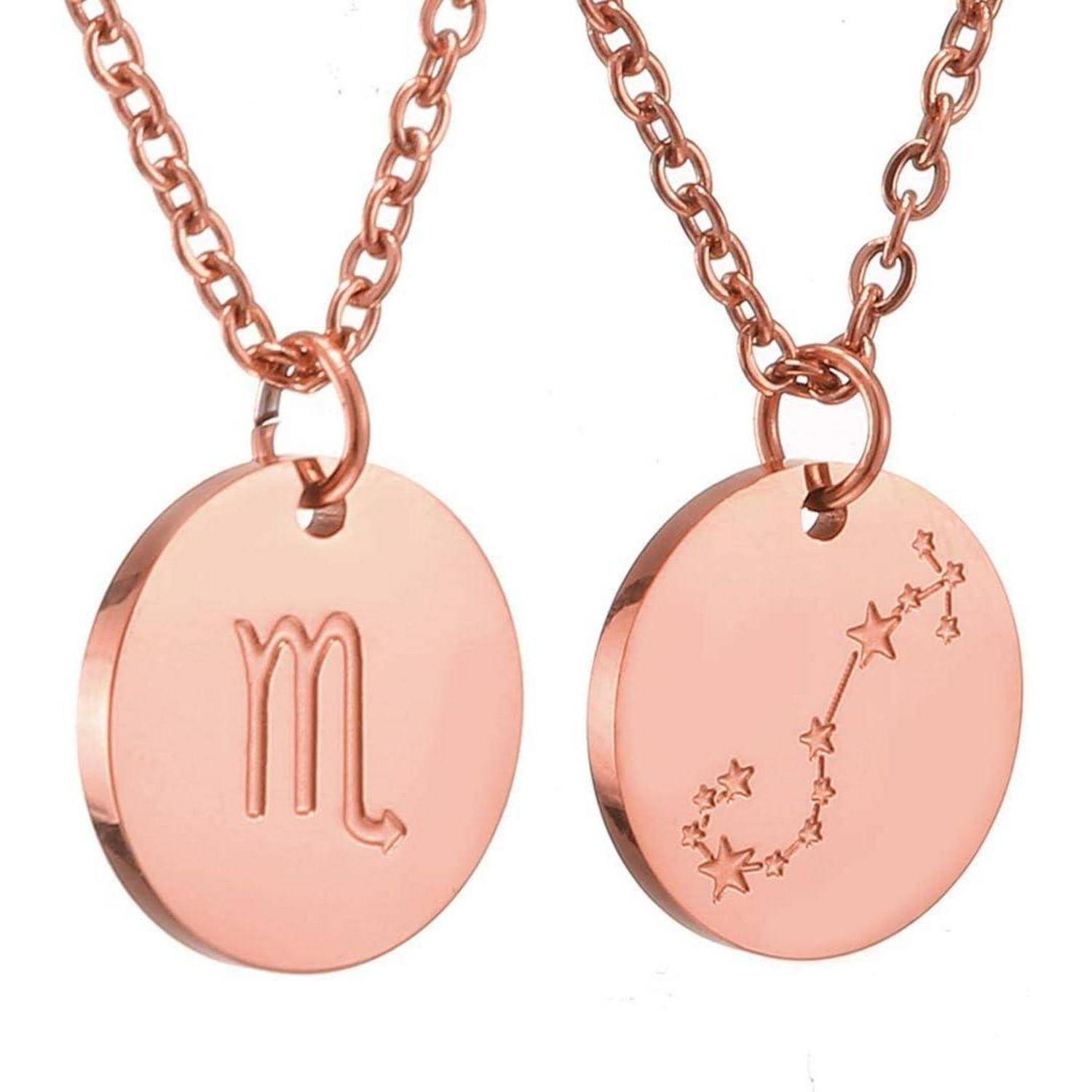 AFSTALR Sternzeichen Kette Gold/Rosegold/Silber für Damen Horoskop Kette Mutter Tochter Freunde Geburtstagsgeschenk rosegold-Skorpion