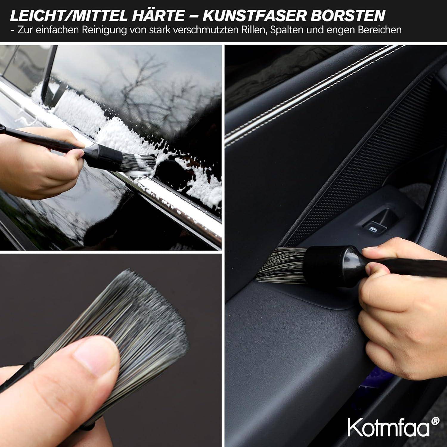 Auto Reinigung Pinsel Set | 8x Detailing Bürsten in Weich - Mittel - Hart | ultraweich Detail Brush, Felgenbürste, Staubpinsel, Fugenbürste - für