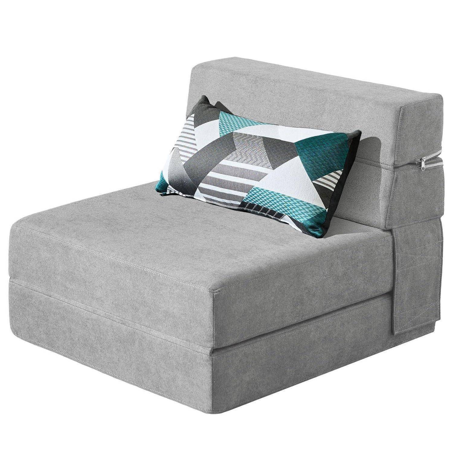 ANONER 70 x 190 cm Bodensessel Schlafsessel, Schlafsofa mit Memory Schaum & Kissen, Sofabett Gästesofa mit Schlaffunktion für Wohnzimmer Büro, Schl