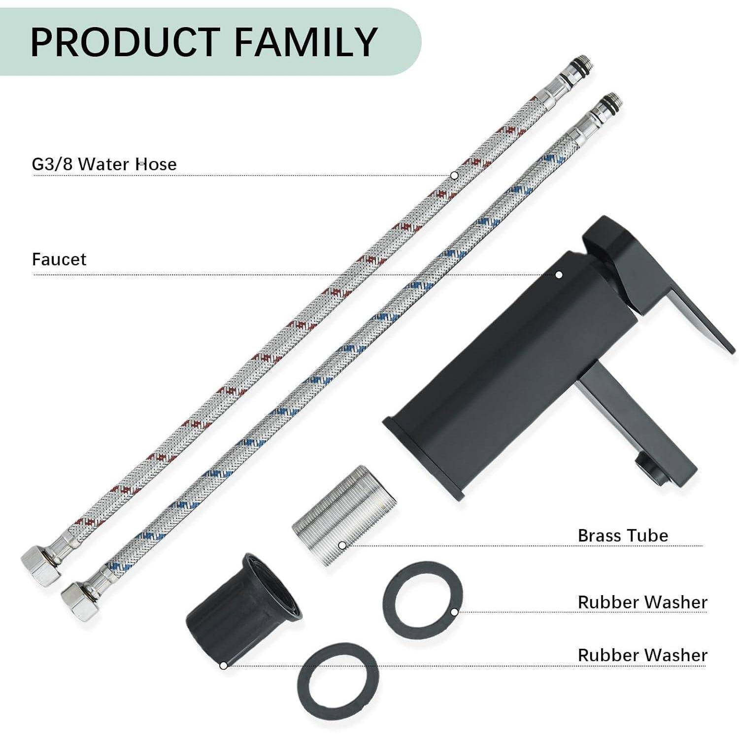 JUNSOTTOR Wasserhahn Bad Waschtischarmatur mit Pop-Up Ablaufgarnitur, Wasserhähne Eckig mit Höhe 170mm, Bad Armatur Mischbatterie Waschbeckenarmatur