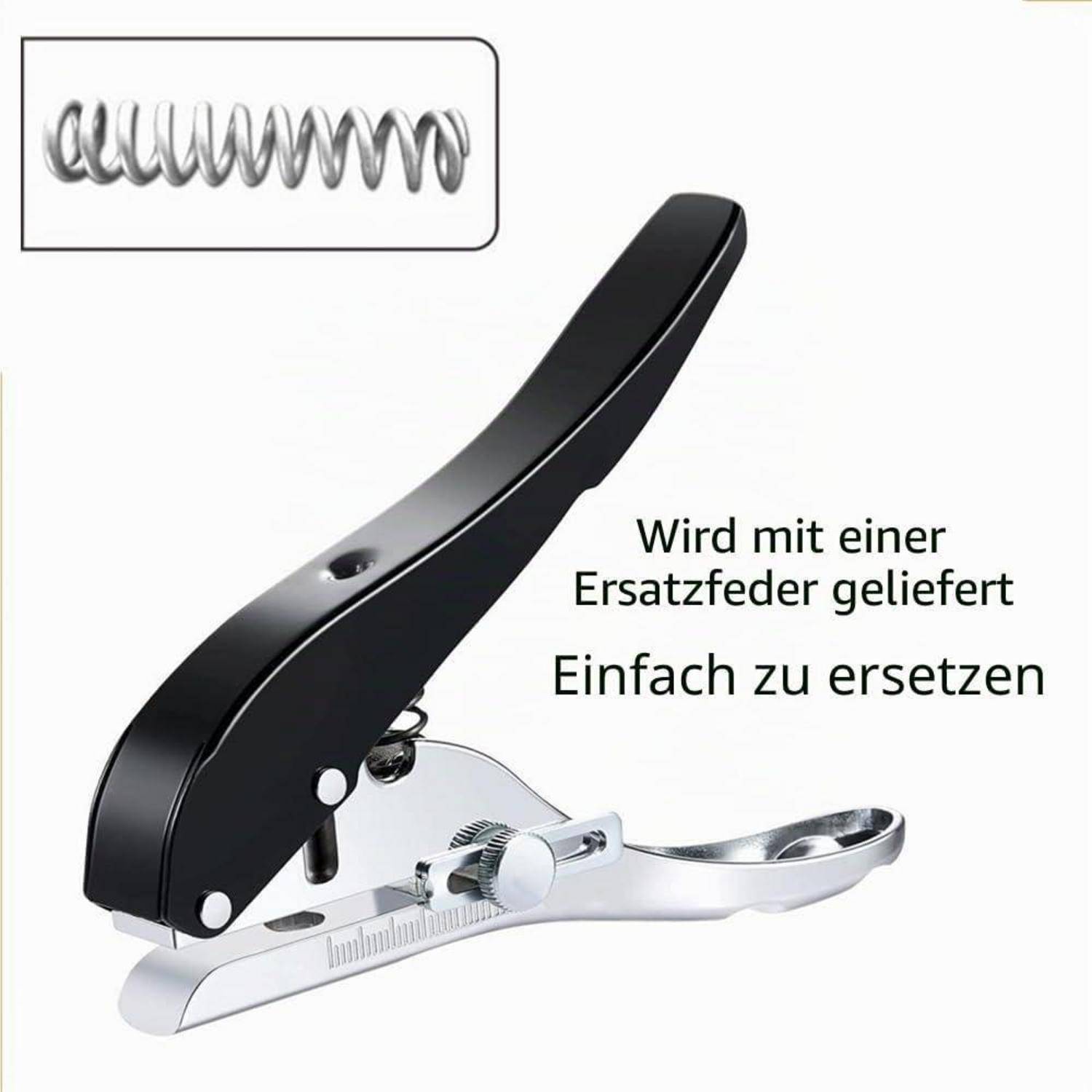 Lochzange Einzelloch Locher - 6 mm Einfachlocher, Hochleistungslocher Schreibtischzubehör für Ordner ID-Karten PVC (Schwarz) Schwarz 6mm