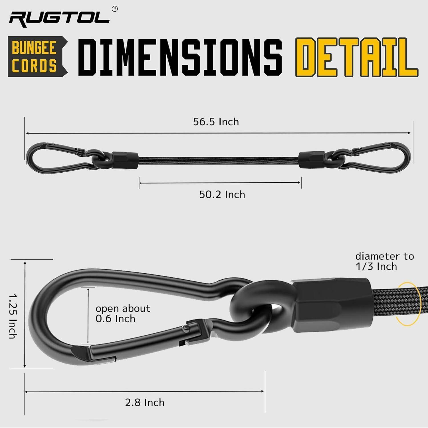 Spanngummi mit Karabiner, 120cm Upgrade Expander mit Karabiner 6 Stück, 100% Latex Schwarz Spannseil Stark und Elastisch Gepäckspanner für Transpor