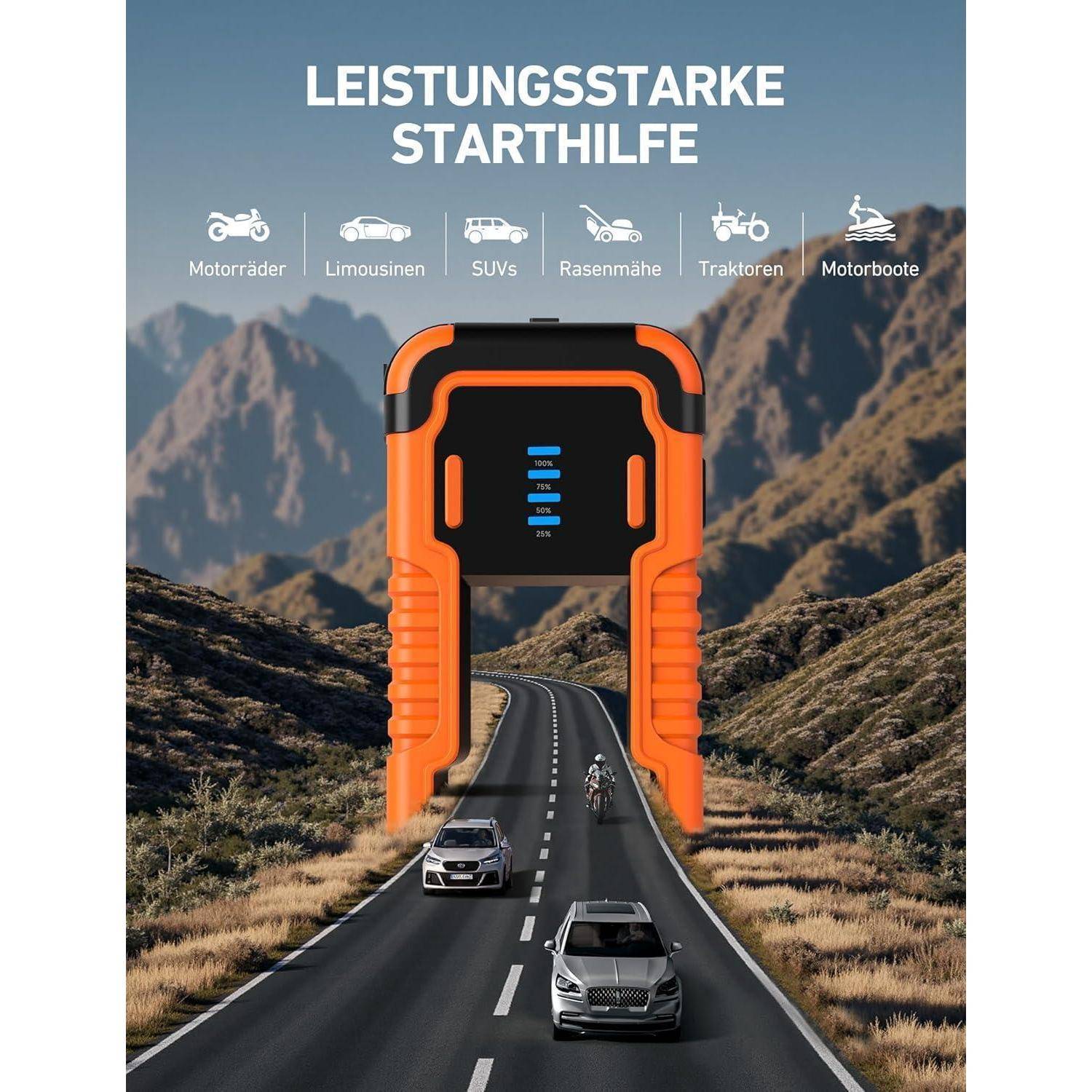 AstroAI P10 Starthilfe Powerbank für pkw, Auto Starthilfe Powerbank, funktioniert mit 10,0L Benzin und 8,0L Diesel, tragbarer Booster Auto