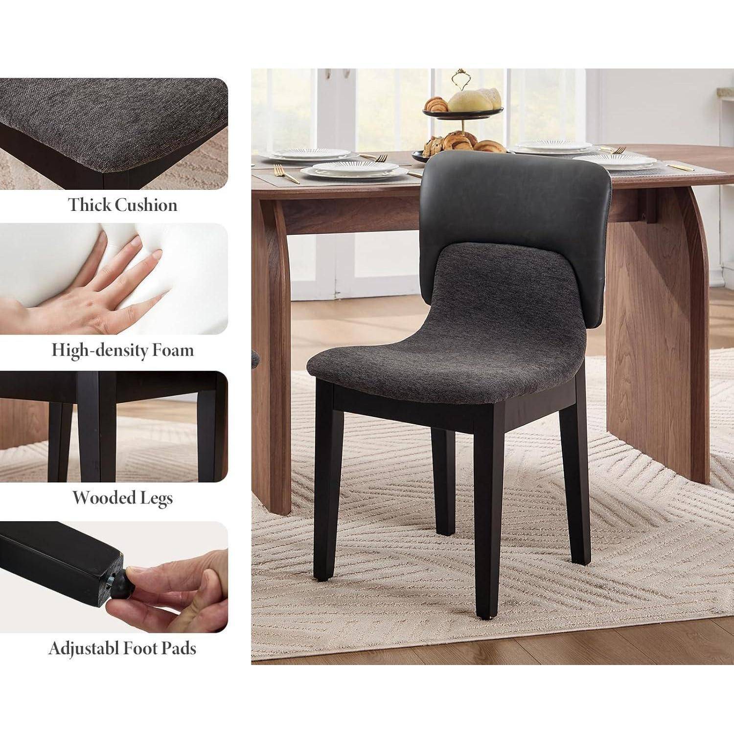 Esszimmerstühle 4er Set, Küchenstuhl Polsterstuhl mit Holzbeinen aus Chenille, Essstühle ohne Armlehnen für Esszimmer Wohnzimmer Schlafzimmer und