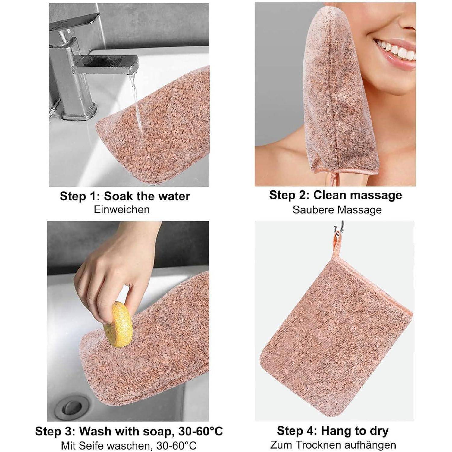 PHOGARY 6 Stück Mikrofaser-Waschhandschuhe, 15x21 cm Waschlappen-Coral Fleece, Weiches Gesichtshandschuh, Badespa-Tuch, Wiederverwendbare