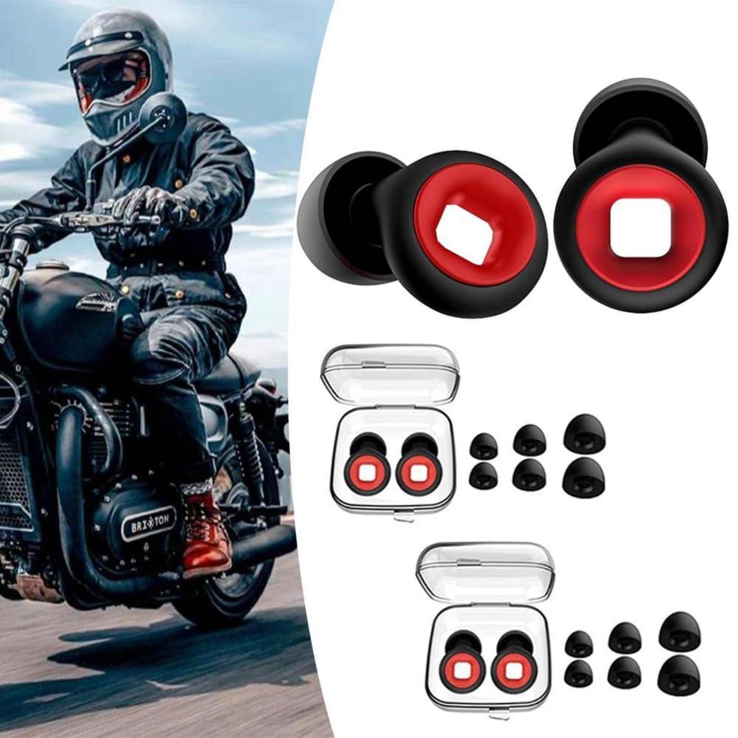 2 Paar Motorrad Ohrstöpsel Windgeräusche, Artevive Ohrstöpsel, Gehörschutz Motorrad, Moto Earplugs und 4 Größen in XS/S/M/L, A Schwarz