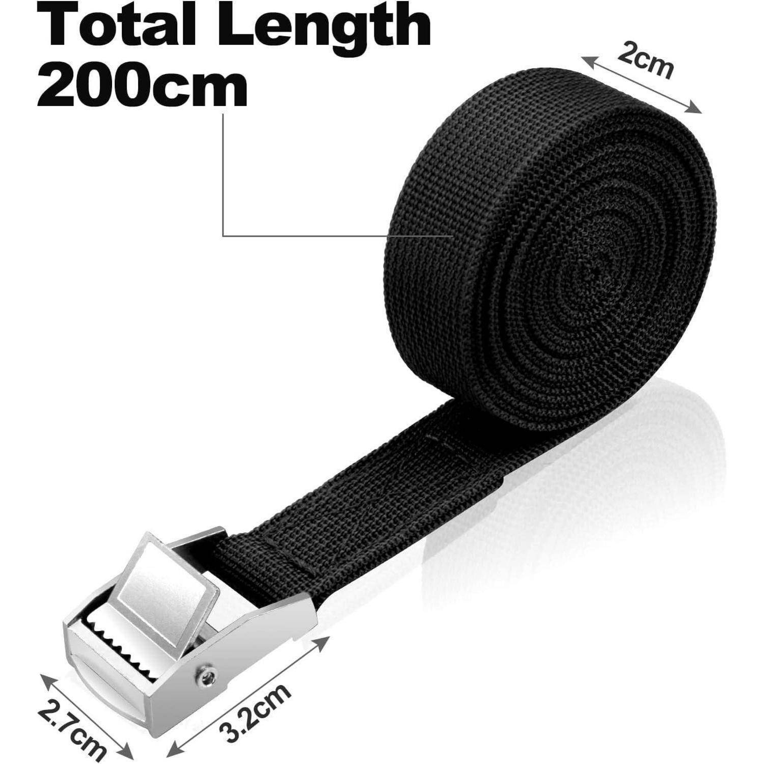 URAQT Spanngurt Befestigungsgurt, 4 x 150kg 2 Meters Ratschenspanngurt Breite 20mm Zurrgurt, Verstellbare Befestigungsriemen mit Klemmschloss für