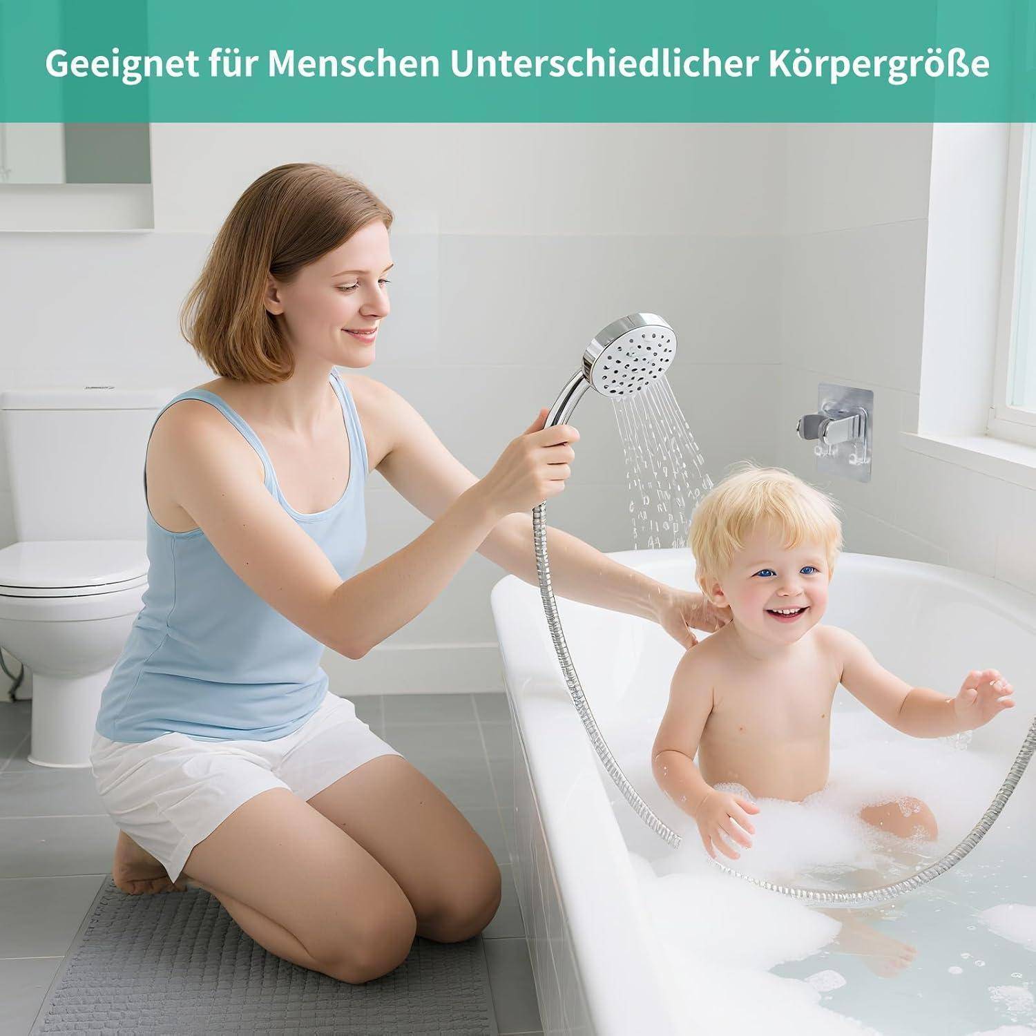 OFFO Duschkopfhalter, mit Doppelhaken, verstellbare Handbrausehalterung, starker, wasserfester Klebstoff, Ersatz-Wandhalterung für Duschbrause für