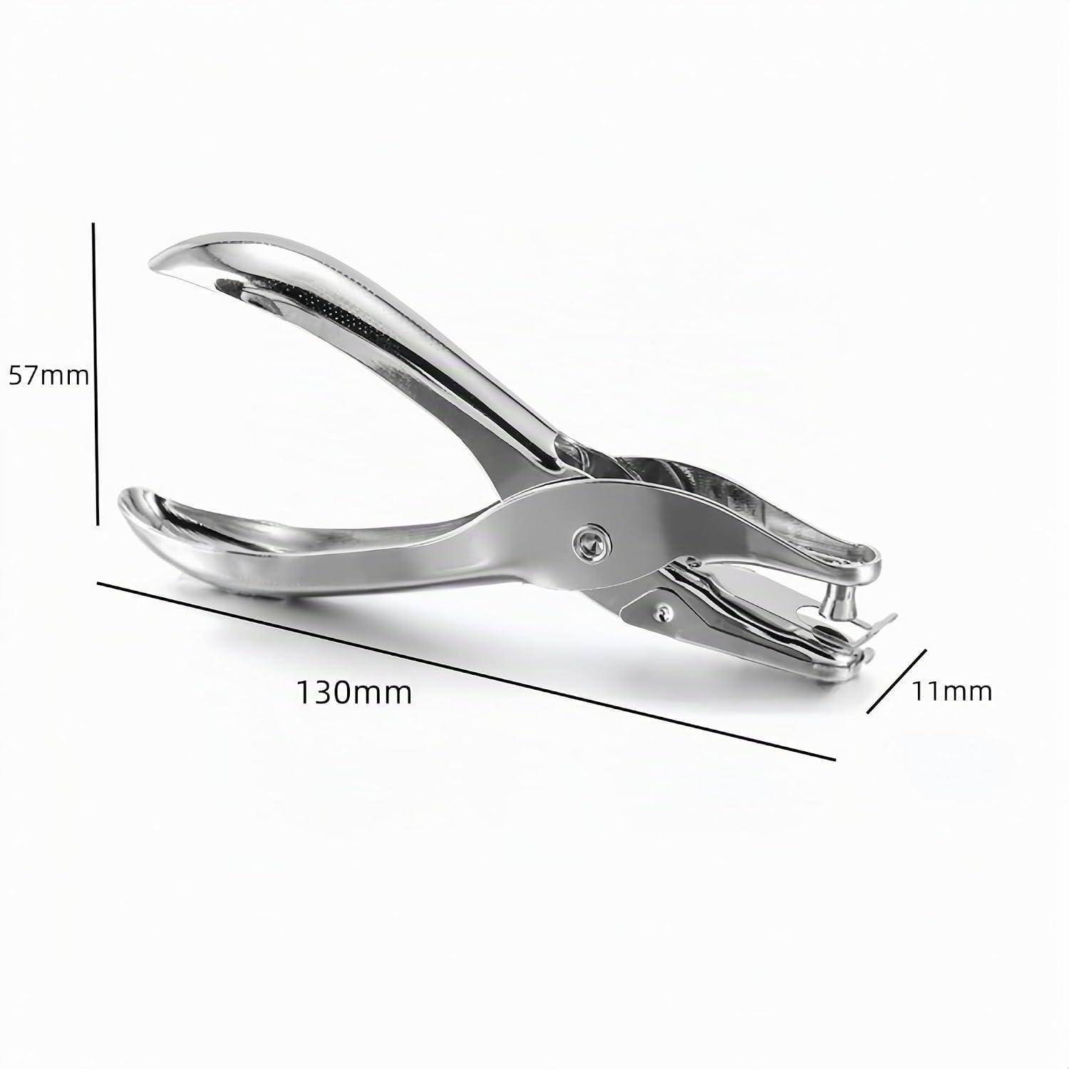 Chrom-Locher in Seitenansicht mit beschrifteten Abmessungen: 130 mm lang, 57 mm hoch und 11 mm breit.