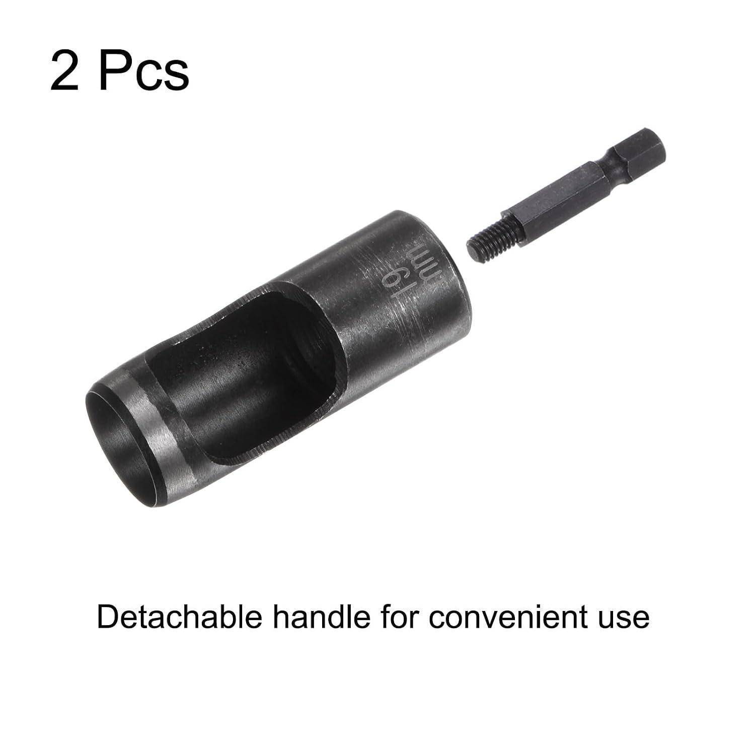 sourcing map 2 Stück 19 mm Lochstanzer für Leder, Locheisen mit 1/4 Zoll Sechskantschaft für Bohrer, Lochstanze Einzelstanze für Gürtel Uhrenarmb