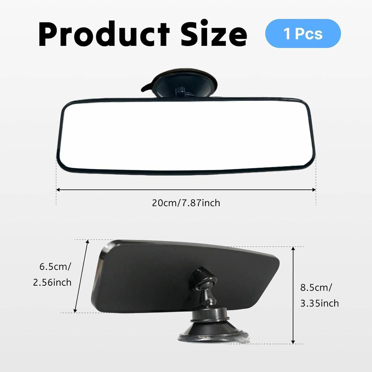 Universal Auto Rückspiegel mit Saugnapf, Panorama Innenspiegel für verbesserte Sicht, 200 x 60 mm, geeignet für SUVs, PKWs, LKWs - Ideal für Fahrp