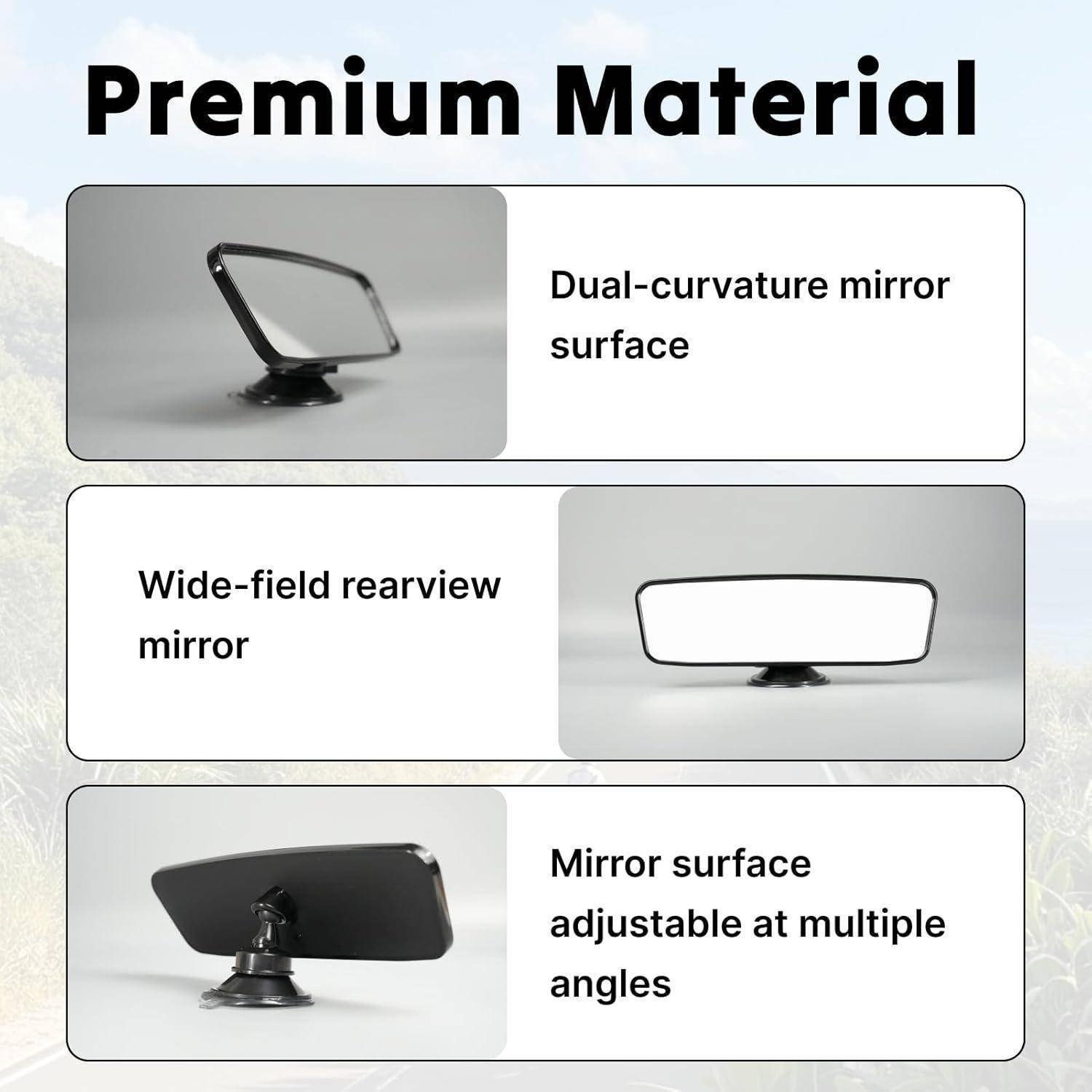 Universal Auto Rückspiegel mit Saugnapf, Panorama Innenspiegel für verbesserte Sicht, 200 x 60 mm, geeignet für SUVs, PKWs, LKWs - Ideal für Fahrp