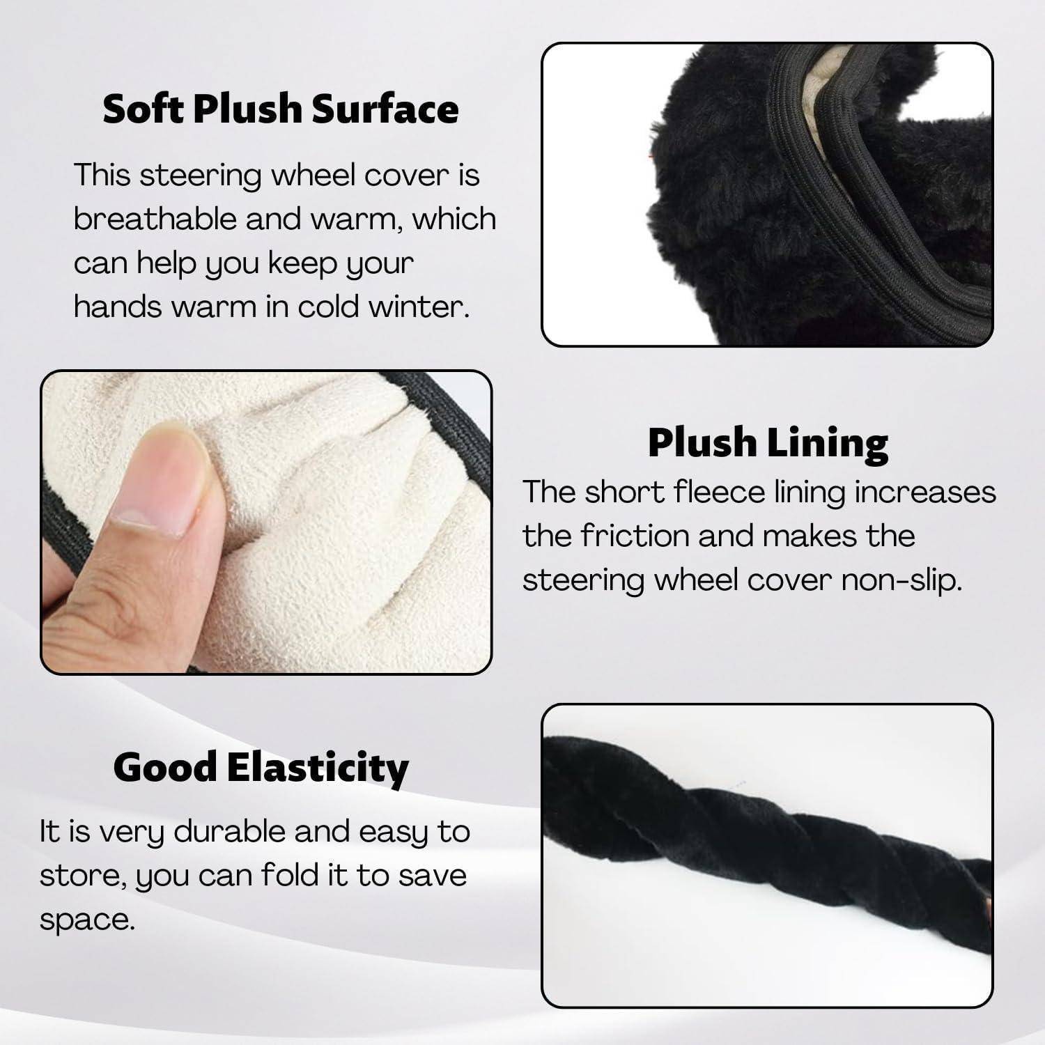 Lenkradbezug Auto, 37-39cm Universal Auto Lenkradbezug Fell, Winter Lenkradbezug, Teleskop Lenkrad Abdeckung, weich bequem, Breathable Anti Slip