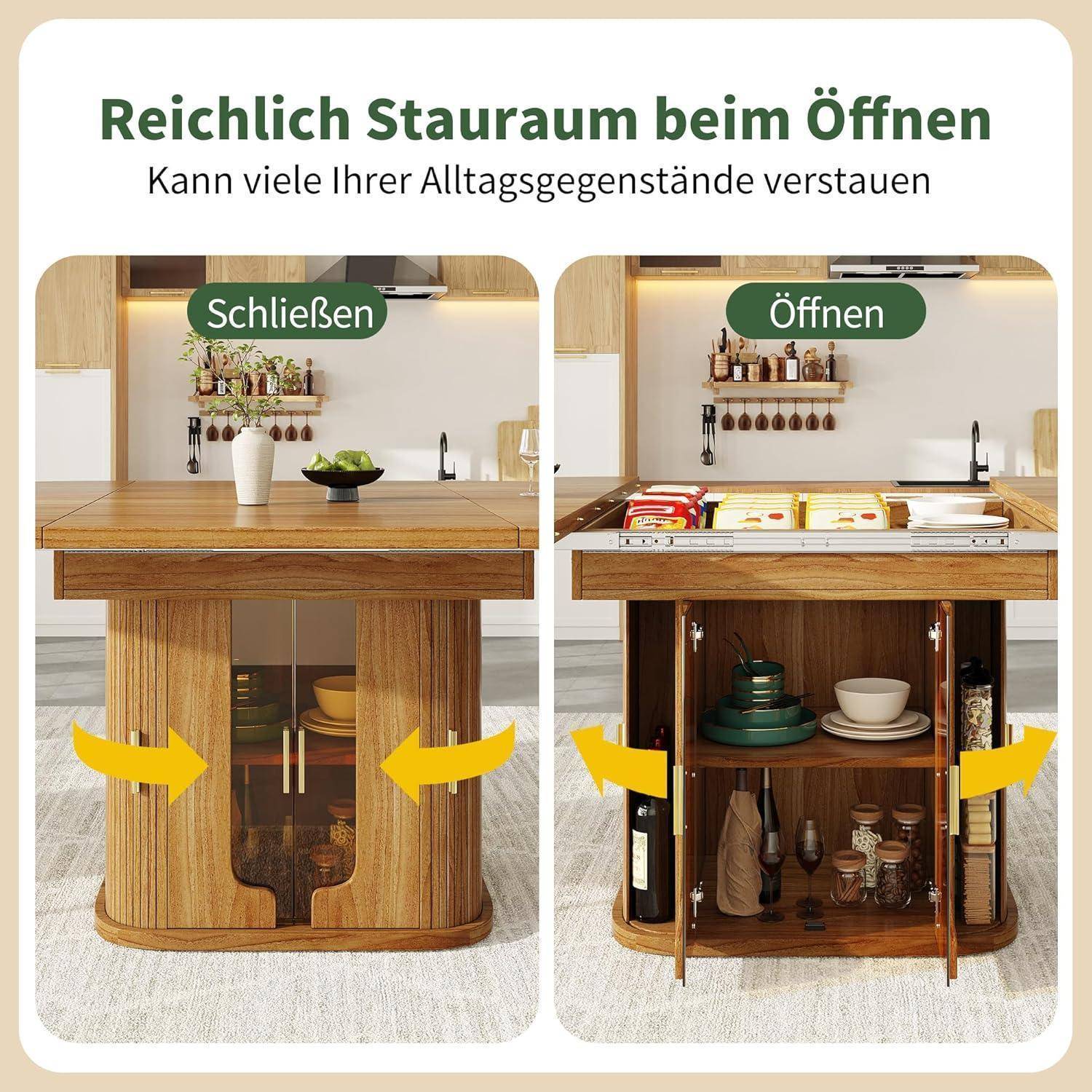 Esstisch ausziehbar, Esszimmertisch, Küchentisch, Runder Esstisch, ausziehbar zu oval, 118-158 cm, Platz für bis zu 6 Personen, Dreischichtige Lager