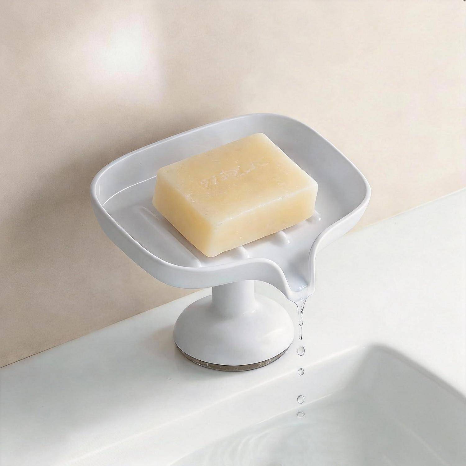 PAVSTINE Seifenschale mit Ablauf, Seifenschale Saugnapf Starker, 15 Grad Steigung, ABS-Material Seifenablage Dusche, Seifenschalen für Badezimmer