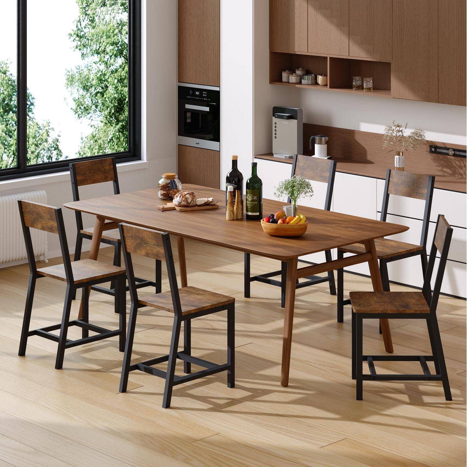 YOUDENOVA Esszimmerstühle 6er Set, Stabiles Metallgestell, Bequeme Küchenstühle mit Rückenlehne, geeignet für Wohnzimmer, Esszimmer und Küche, V