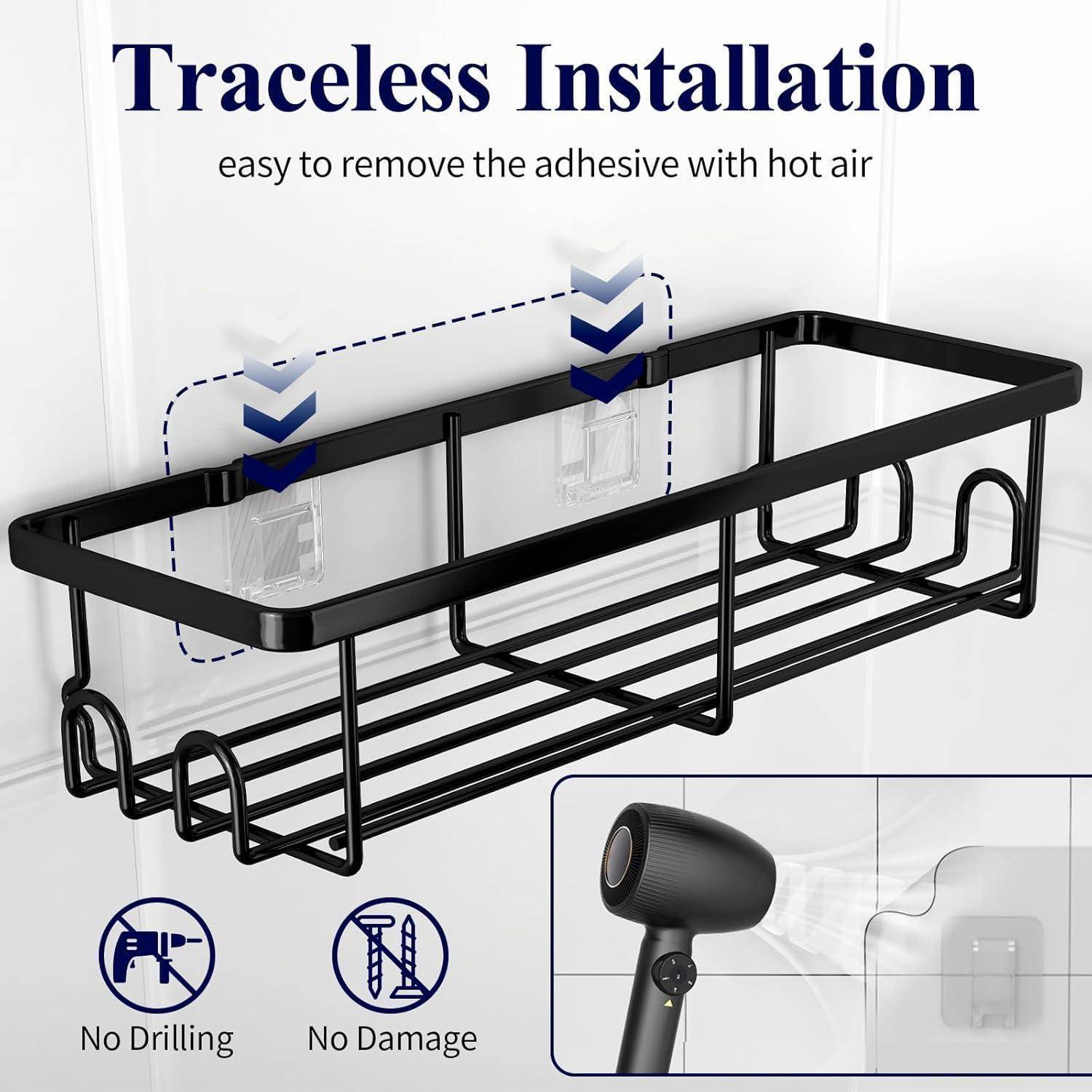 Kitsure Duschablage ohne Bohren - 2 Stück rostfreie Badezimmer Organizer, schnell trocknende Badregal, mit großer Kapazität, langlebige Shampoo Hal