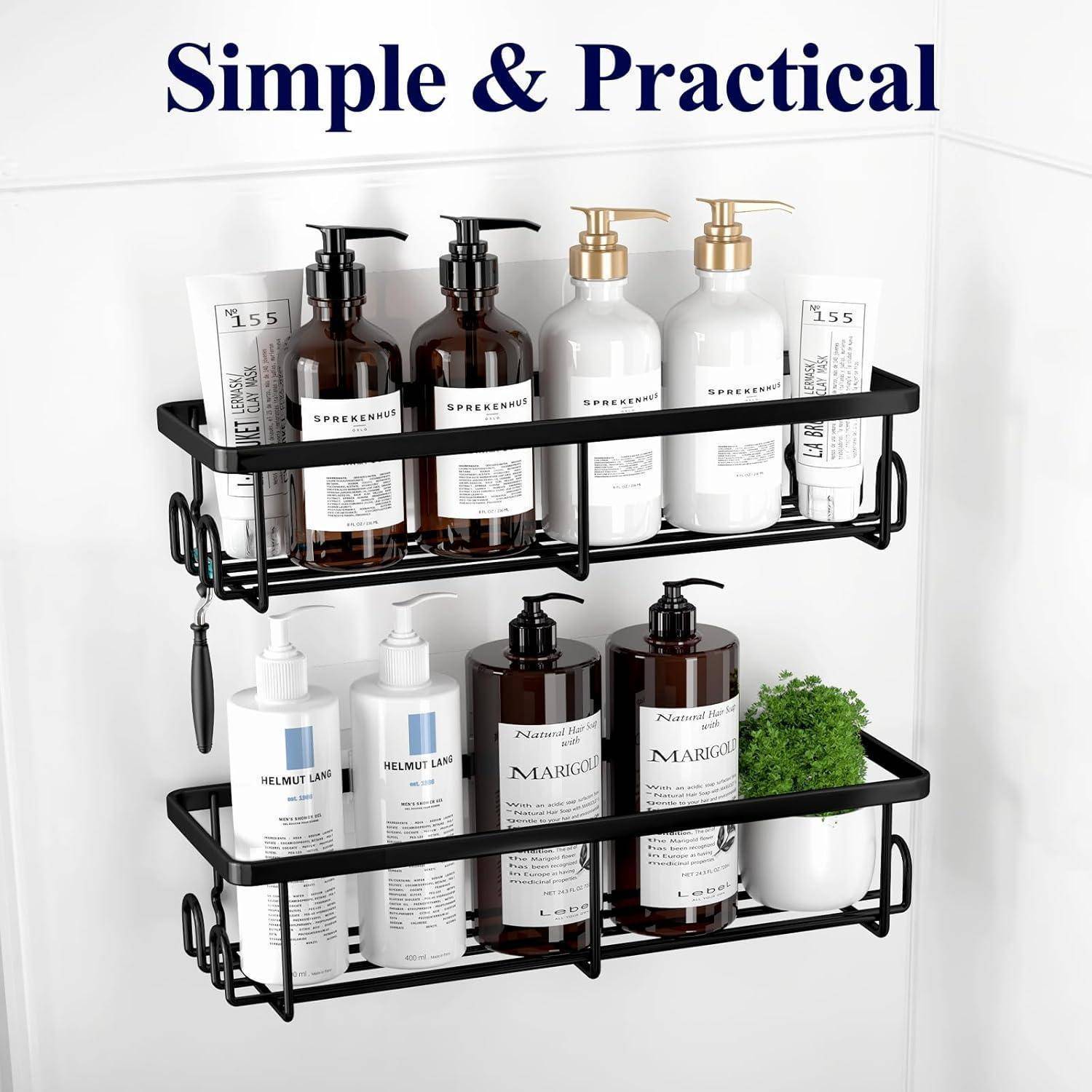 Kitsure Duschablage ohne Bohren - 2 Stück rostfreie Badezimmer Organizer, schnell trocknende Badregal, mit großer Kapazität, langlebige Shampoo Hal