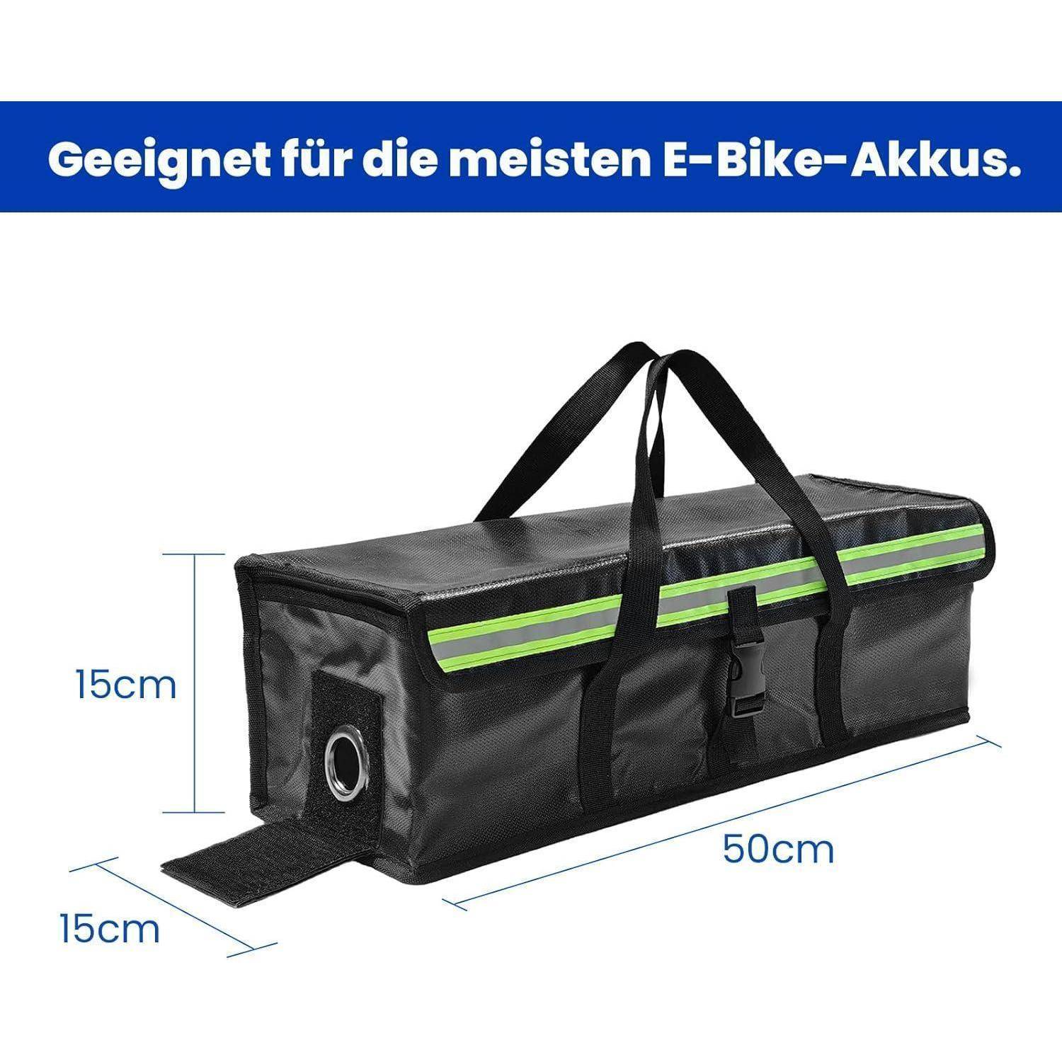 2 Stück Feuerfeste Ebike Akkutasche Kältebeständig, für Lagerung Transport Laden, wasserdicht, Reißverschluss Klett, für E-Bike Akku
