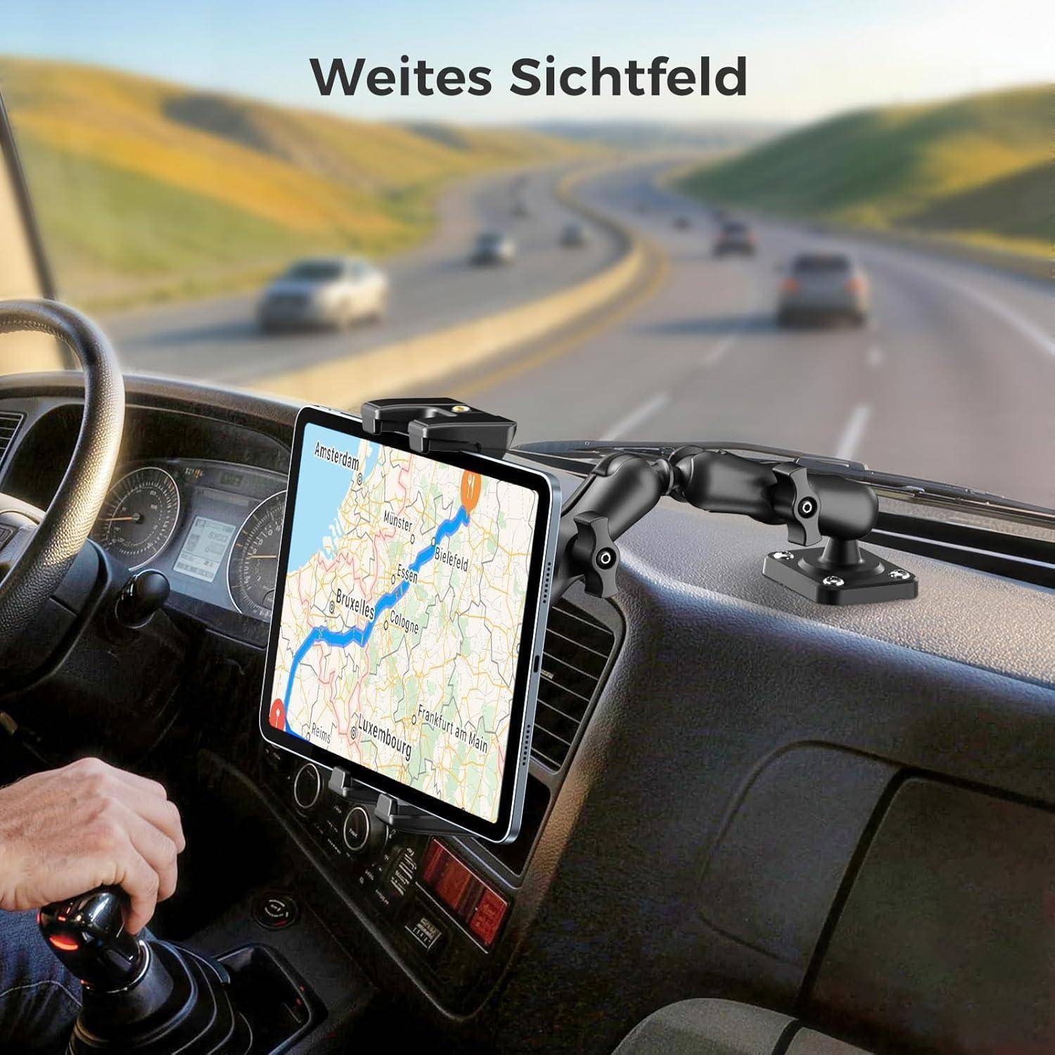 OHLPRO Tablet Halterung Auto, Halterung Auto für iPad 360° Drehbare Verstellbare, Tablet Autohalterung mit 2-Stufigem Schwenkarm, Kompatibel mit 5-1